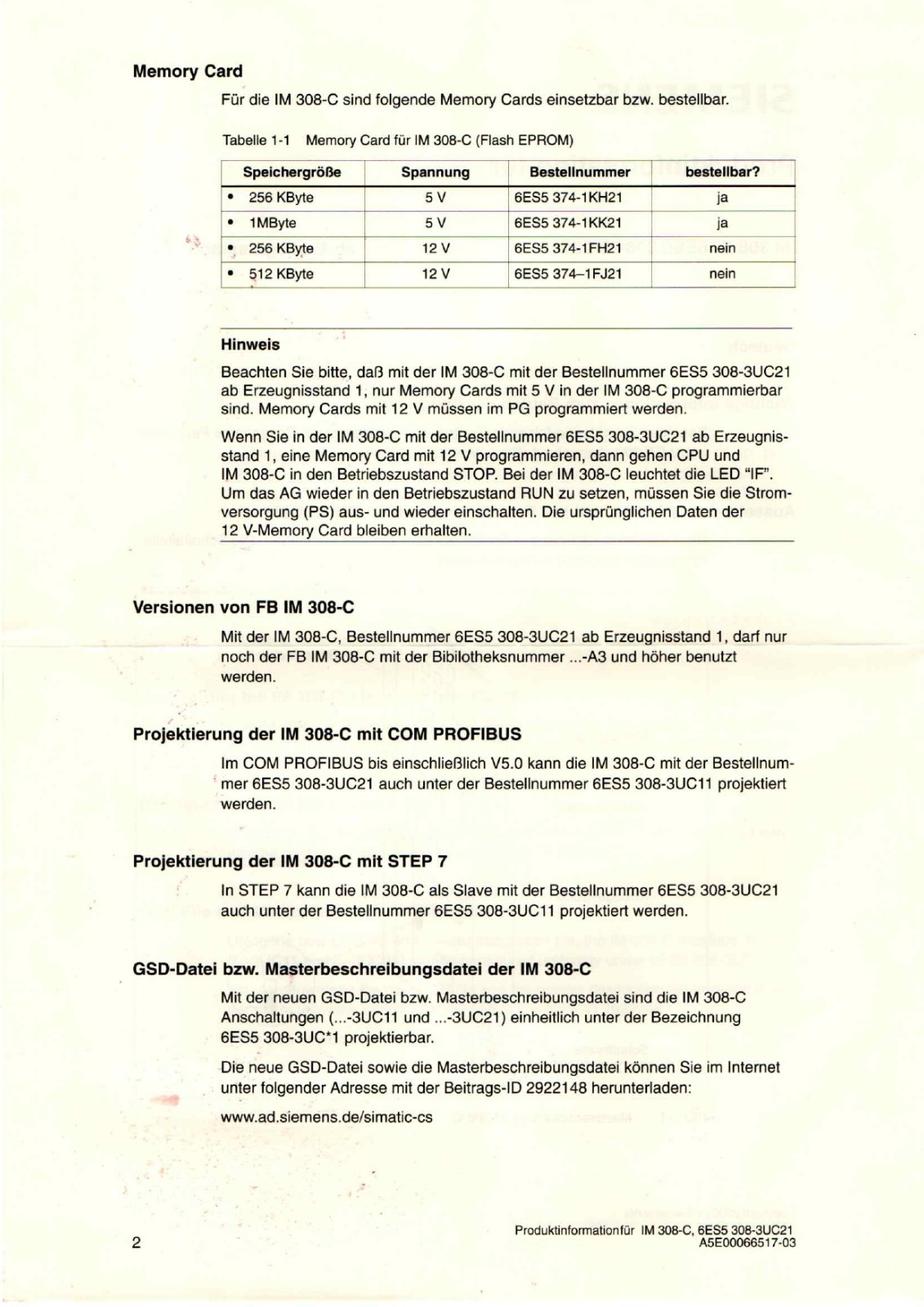 Siemens 6ES5308-3UC21 Instruction Manual