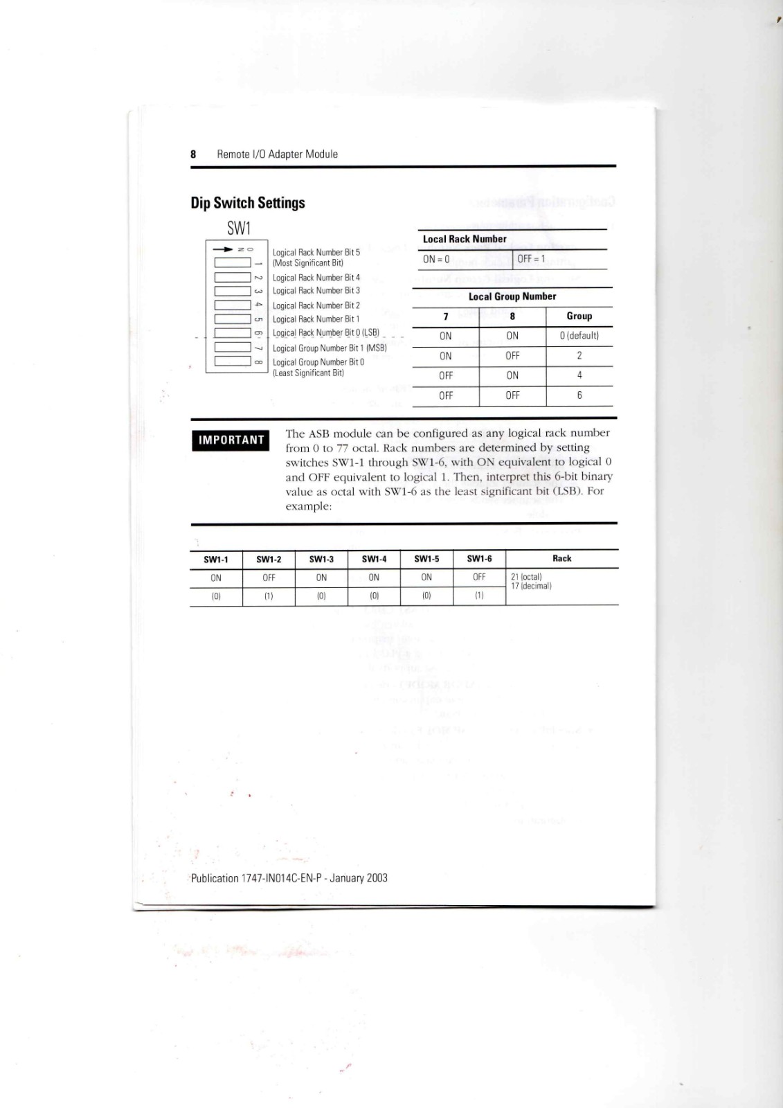 Allen-Bradley 1747-ASB Data Sheet