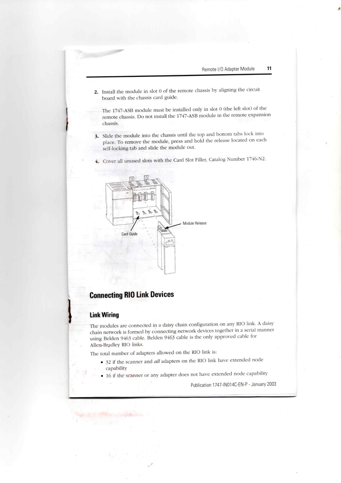 Allen-Bradley 1747-ASB Data Sheet
