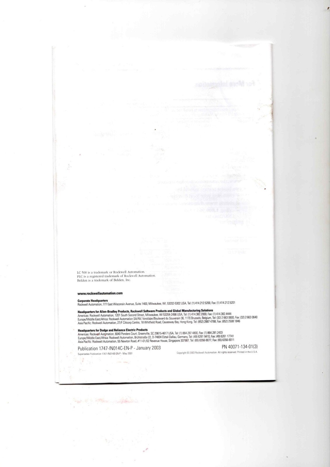 Allen-Bradley 1747-ASB Data Sheet