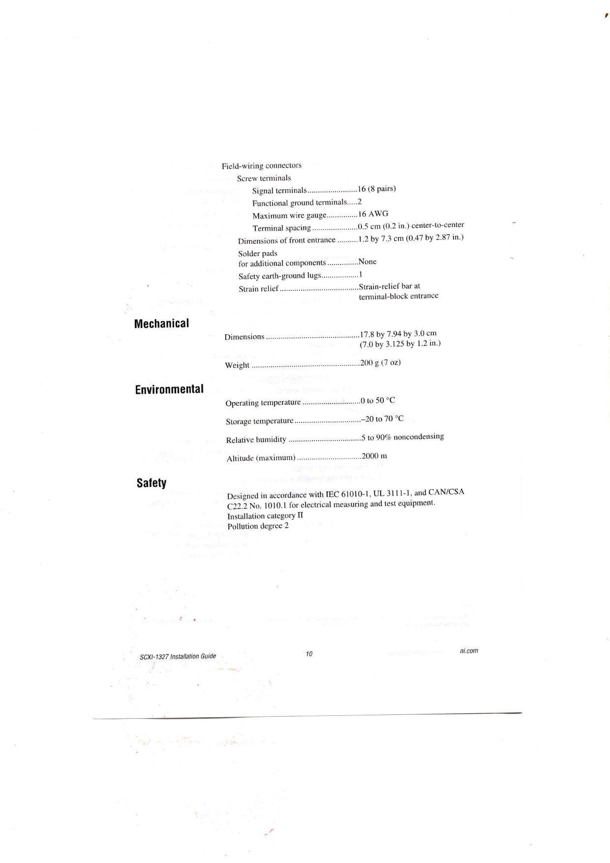 National Instruments SCXI-1327 Datasheet