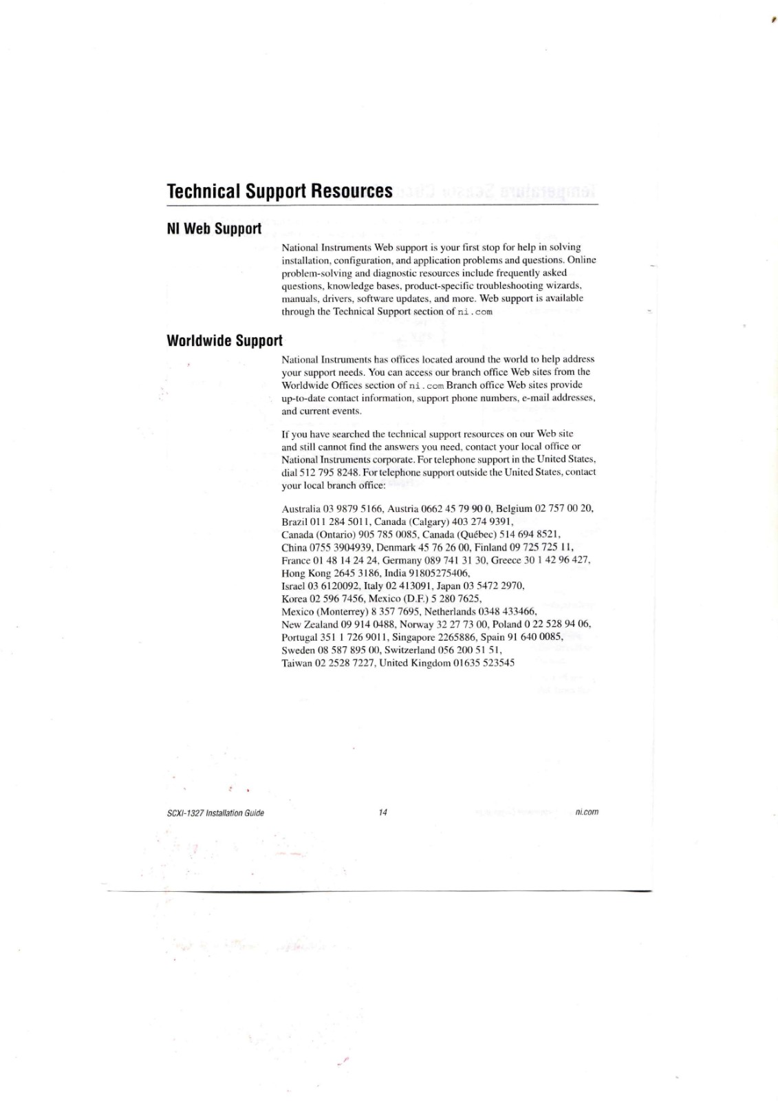 National Instruments SCXI-1327 Datasheet