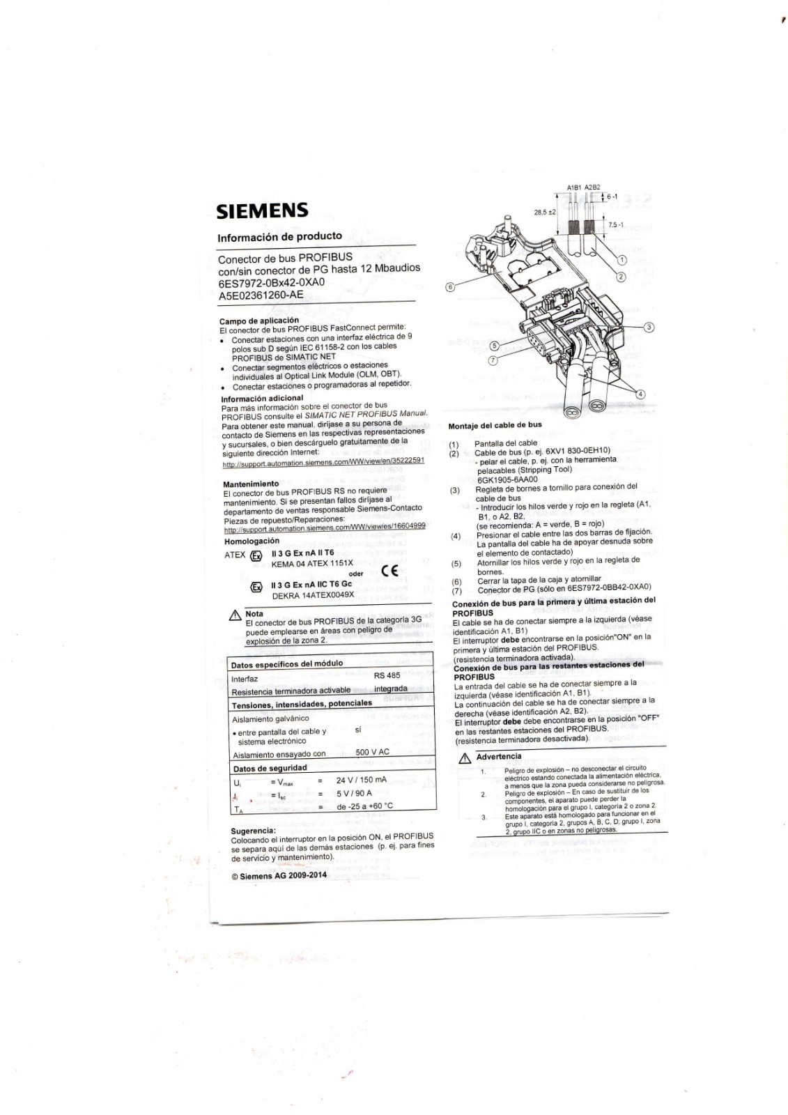 Siemens 6ES7972-0BA12-0XA0 Datasheet