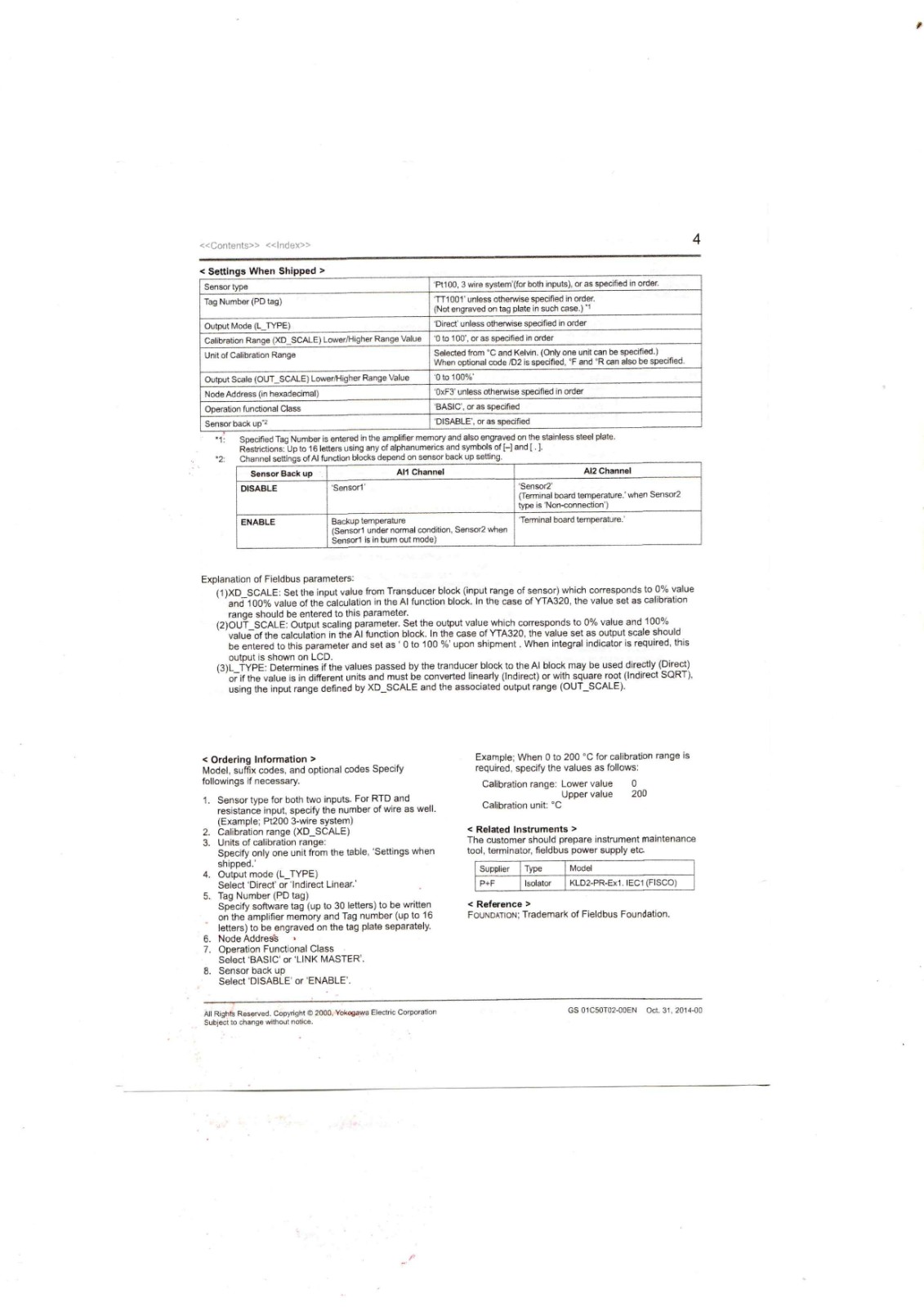 Yokogawa YTA320 Data Sheet