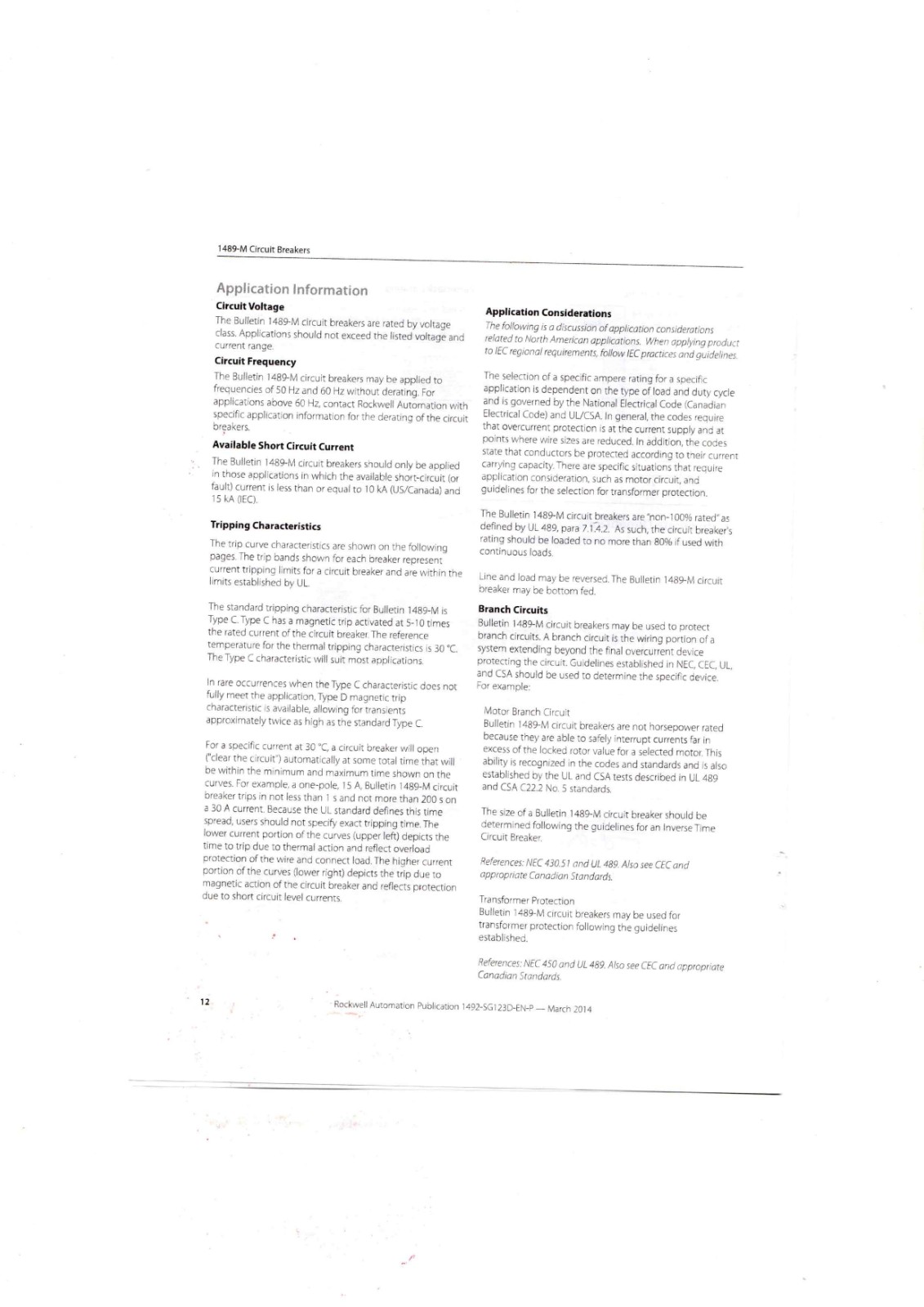 Allen-Bradley 1489-M Data Sheet