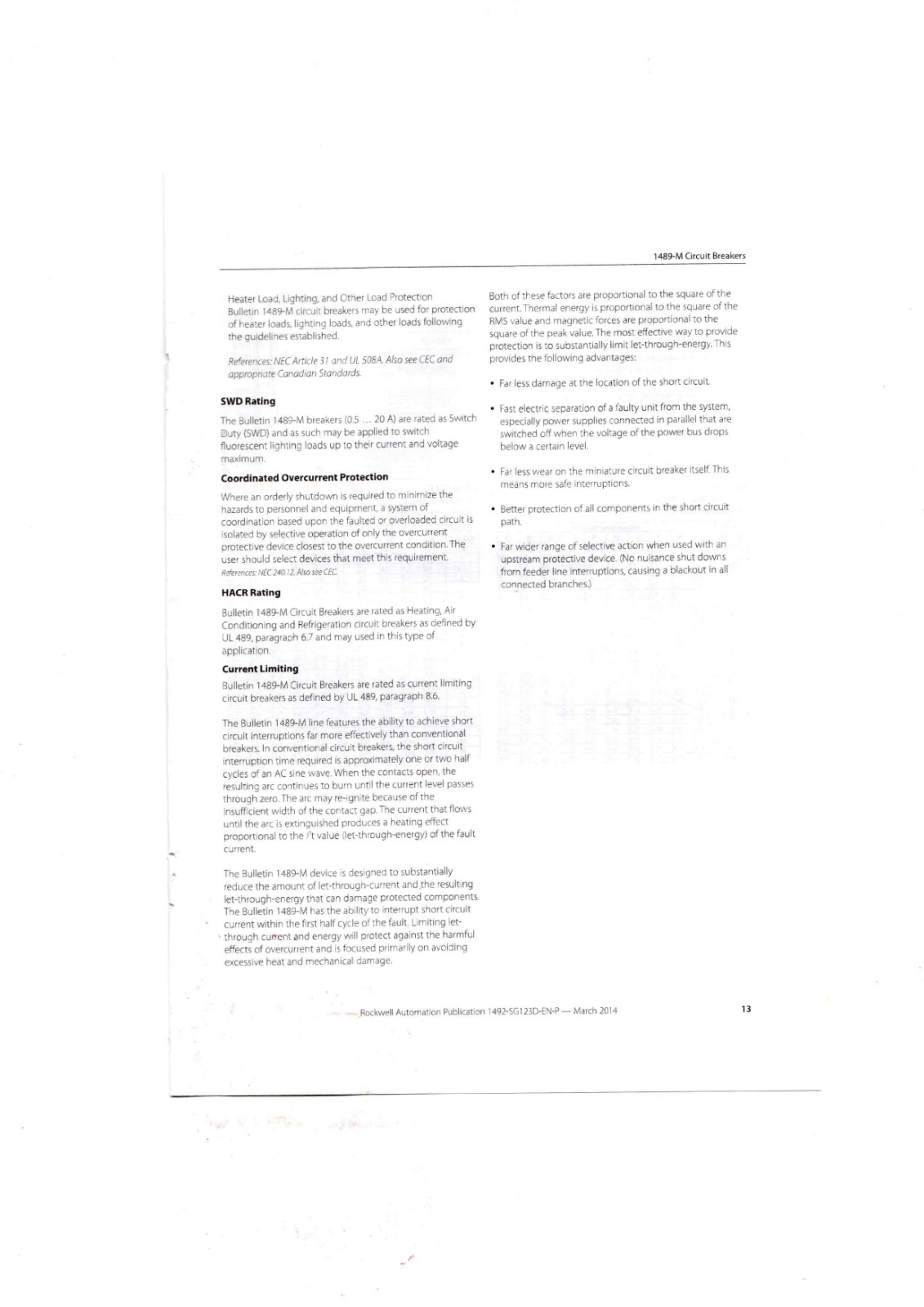 Allen-Bradley 1489-M Data Sheet