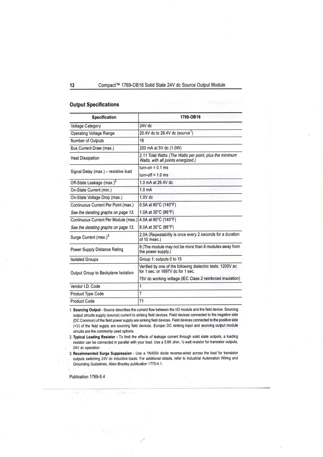 Allen-Bradley 1769-OB16 Data Sheet