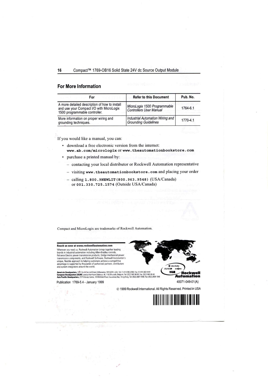 Allen-Bradley 1769-OB16 Data Sheet