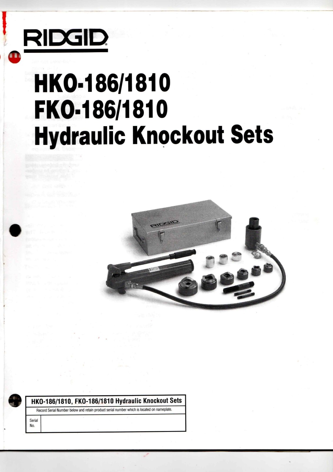 RIDGID HKO-186/1810, FKO-186/1810 Data Sheet