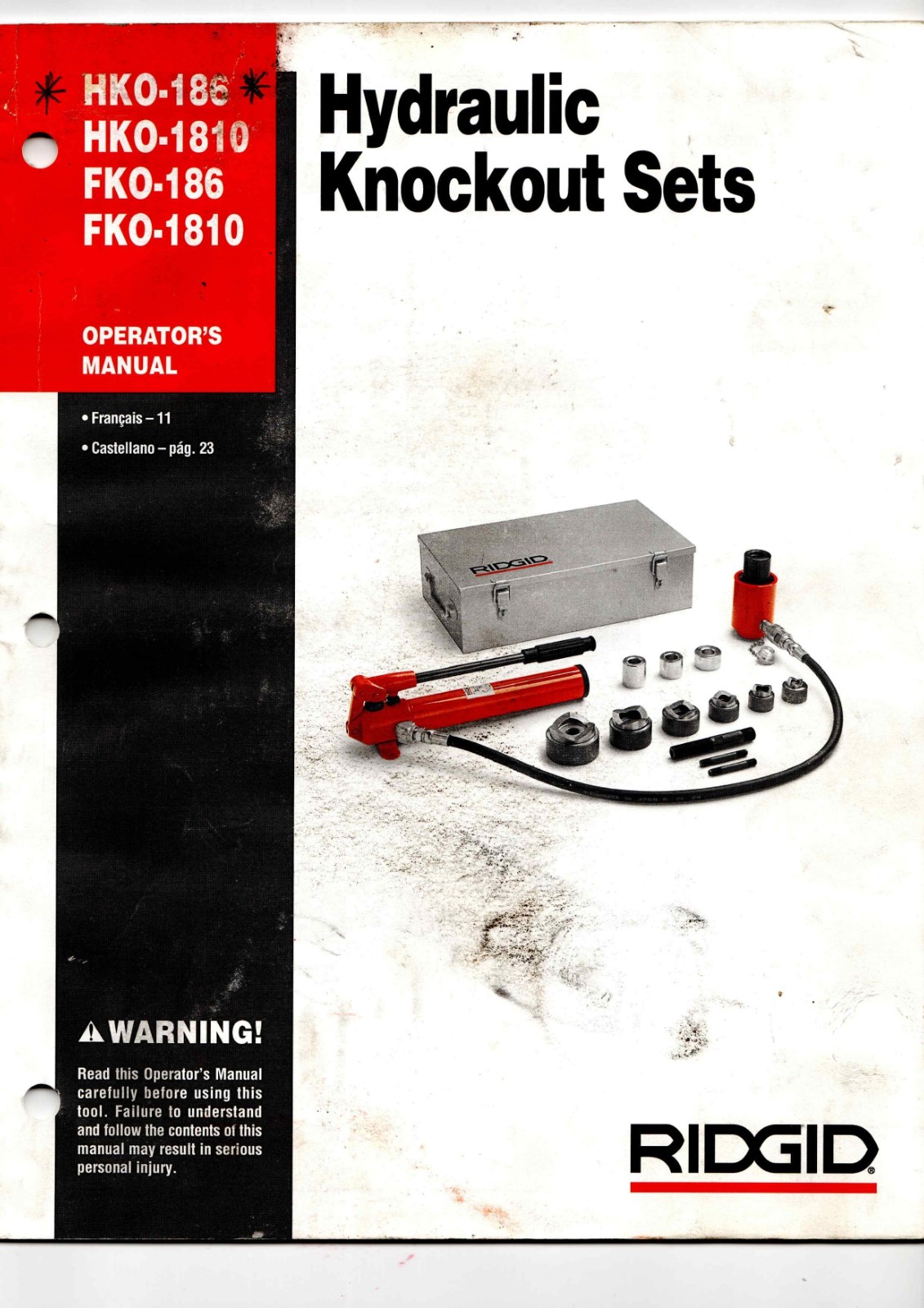 RIDGID HKO-186/1810, FKO-186/1810 Data Sheet