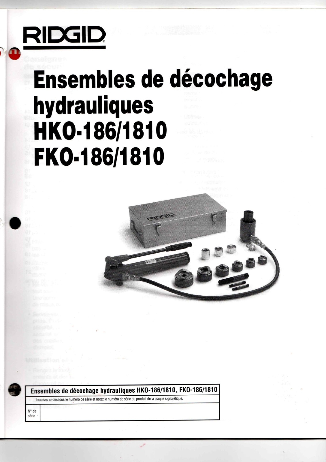 RIDGID HKO-186/1810, FKO-186/1810 Data Sheet