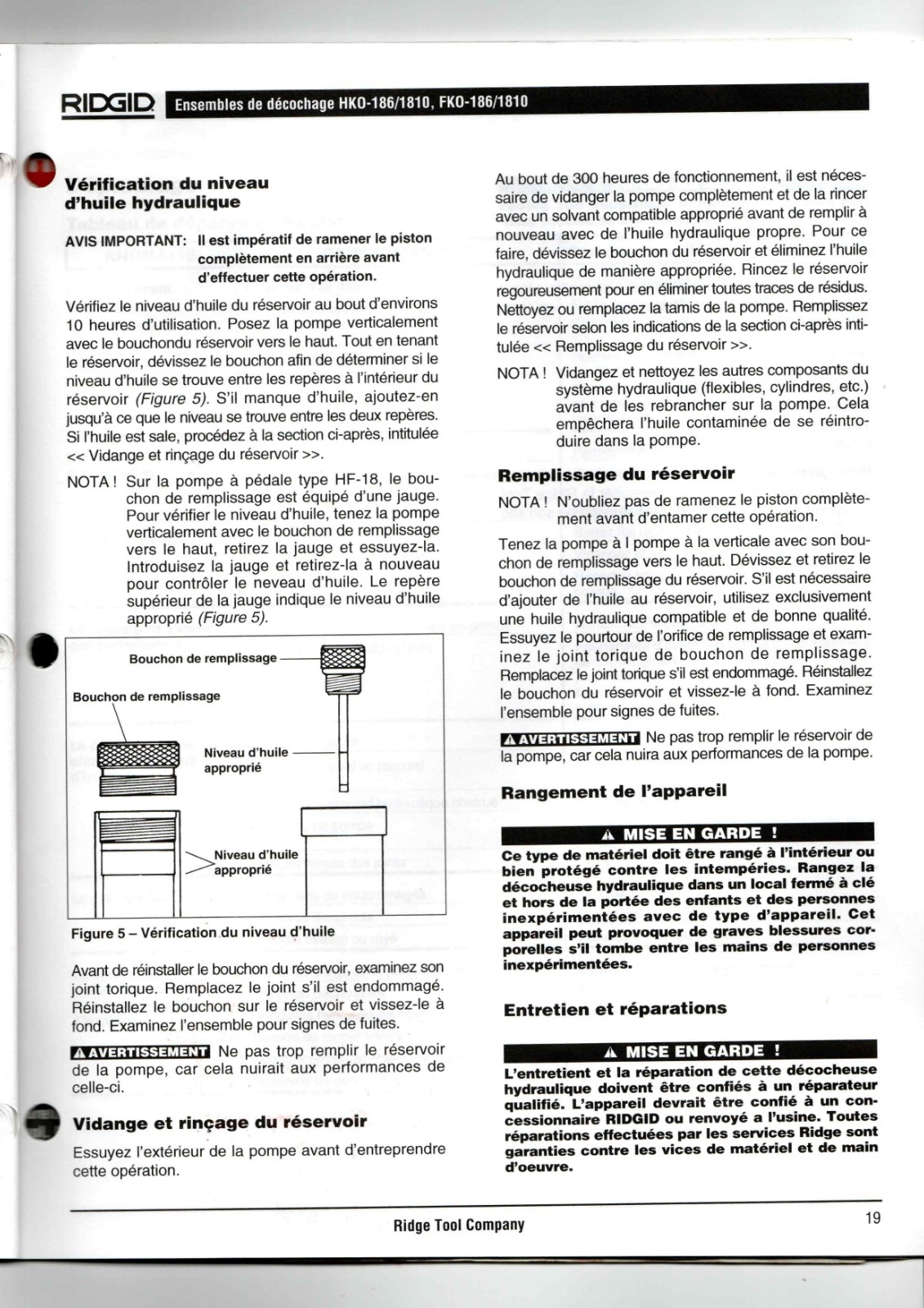 RIDGID HKO-186/1810, FKO-186/1810 Data Sheet