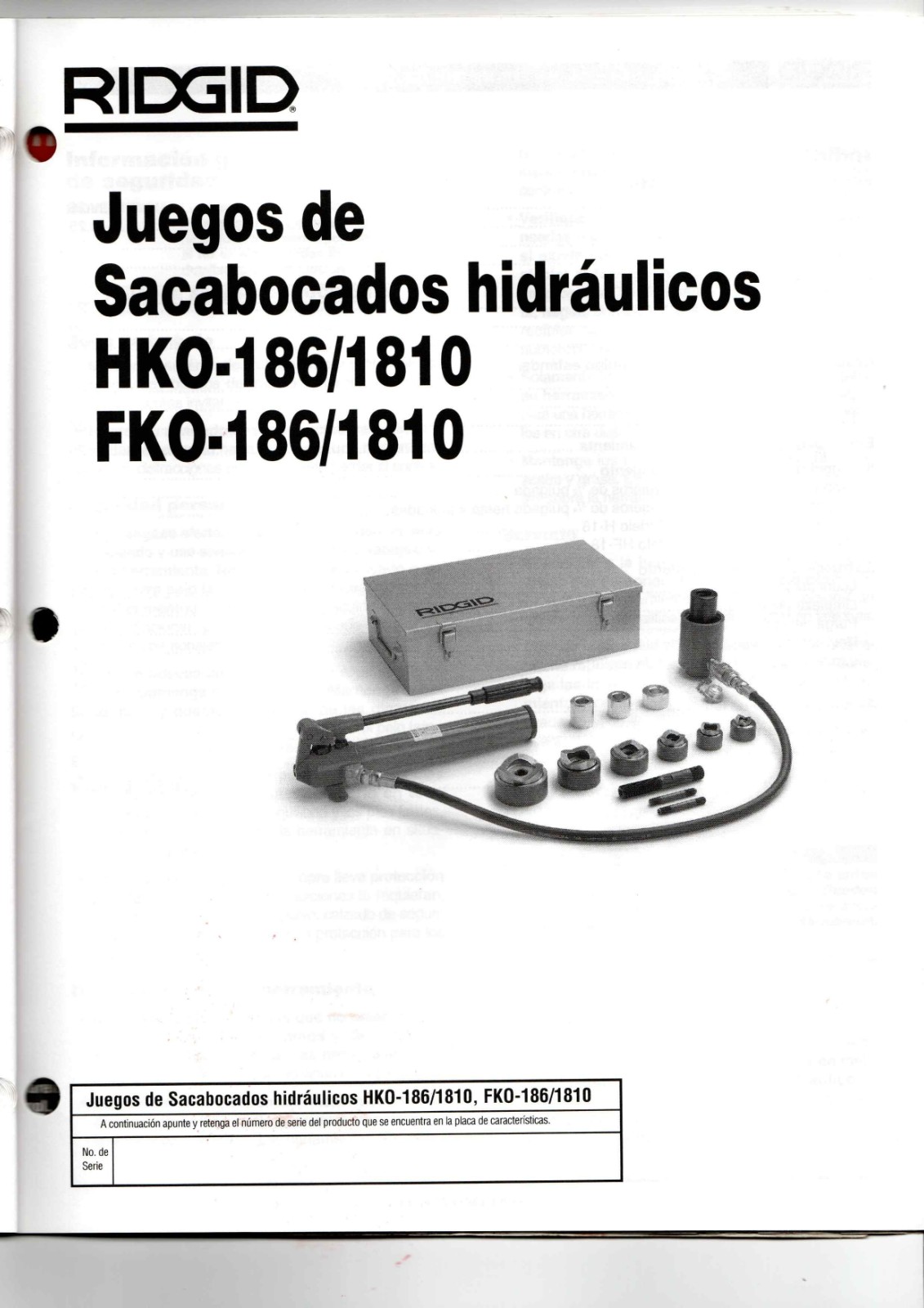RIDGID HKO-186/1810, FKO-186/1810 Data Sheet