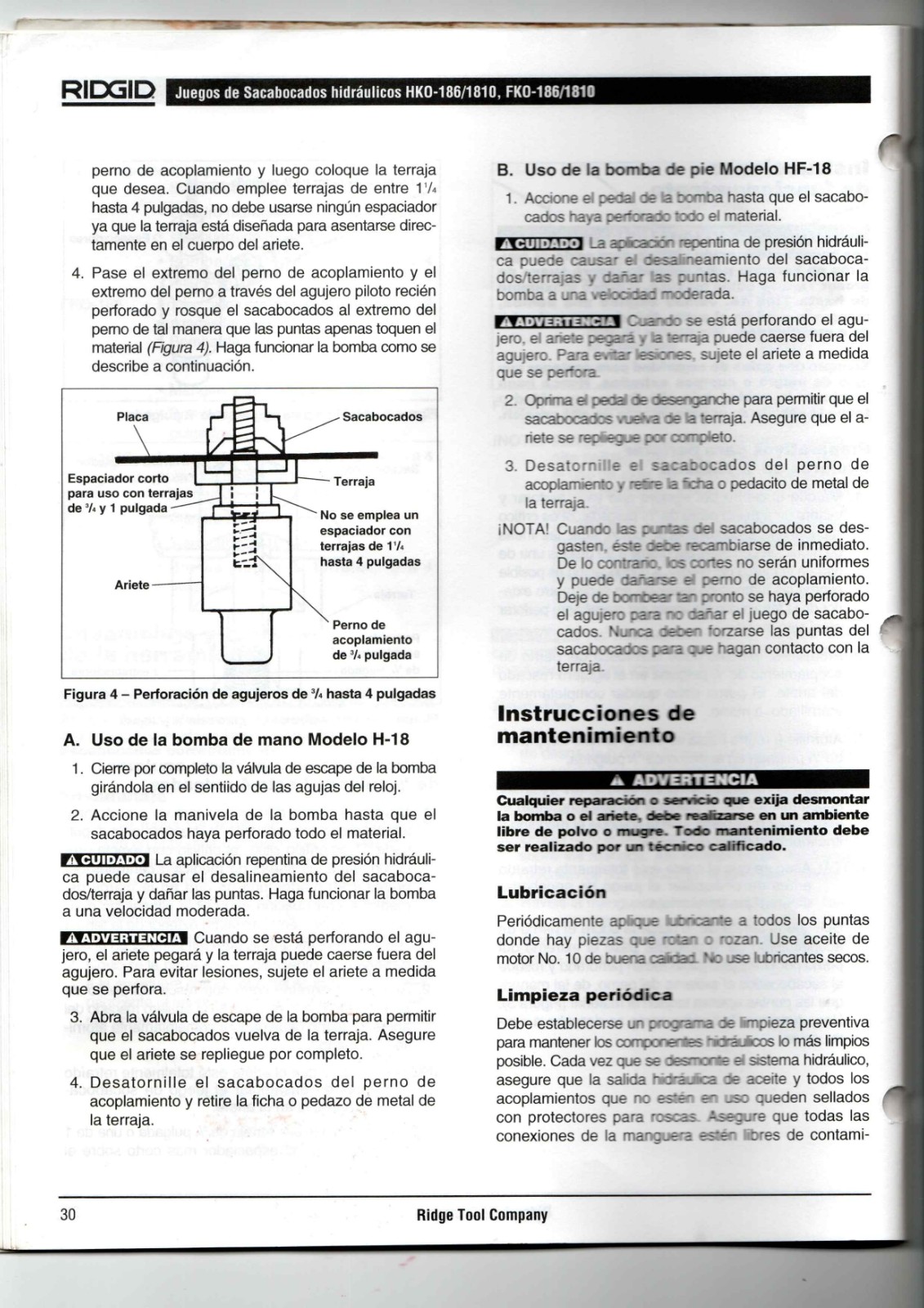 RIDGID HKO-186/1810, FKO-186/1810 Data Sheet