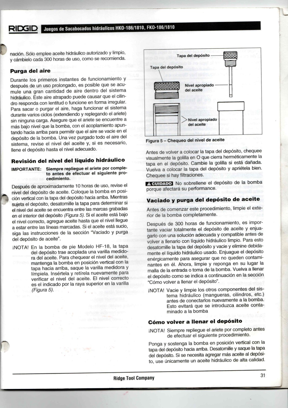 RIDGID HKO-186/1810, FKO-186/1810 Data Sheet