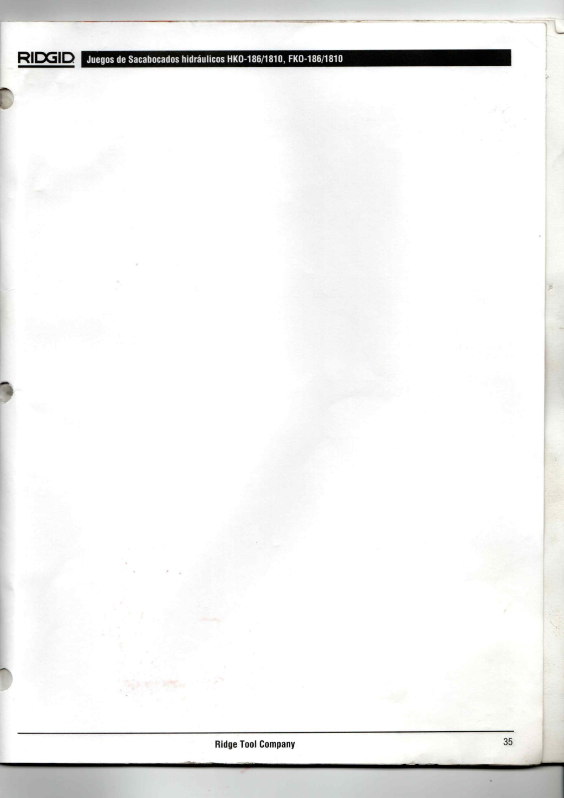 RIDGID HKO-186/1810, FKO-186/1810 Data Sheet