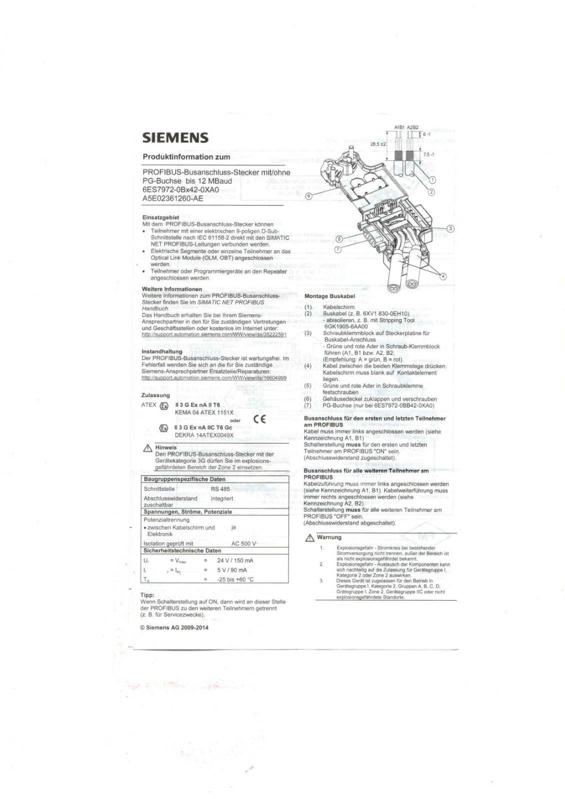 Siemens 6ES7972-0BX42-0XA0 Datasheet