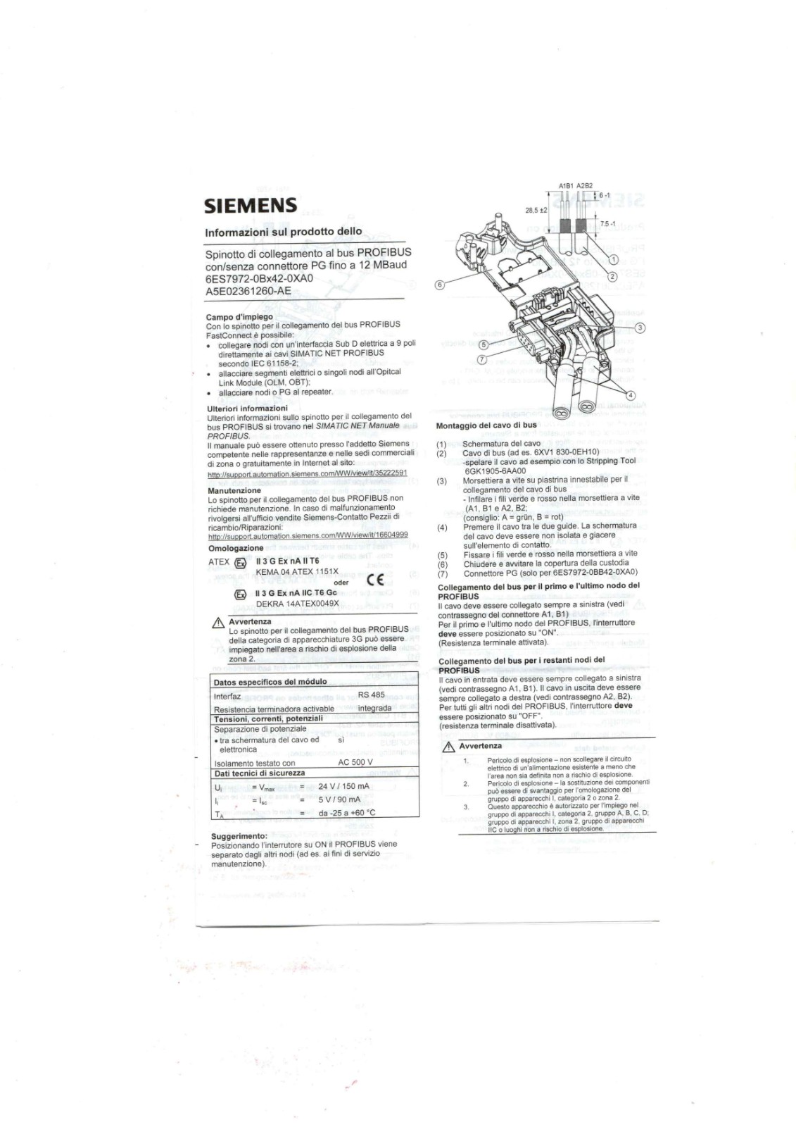 Siemens 6ES7972-0BX42-0XA0 Datasheet