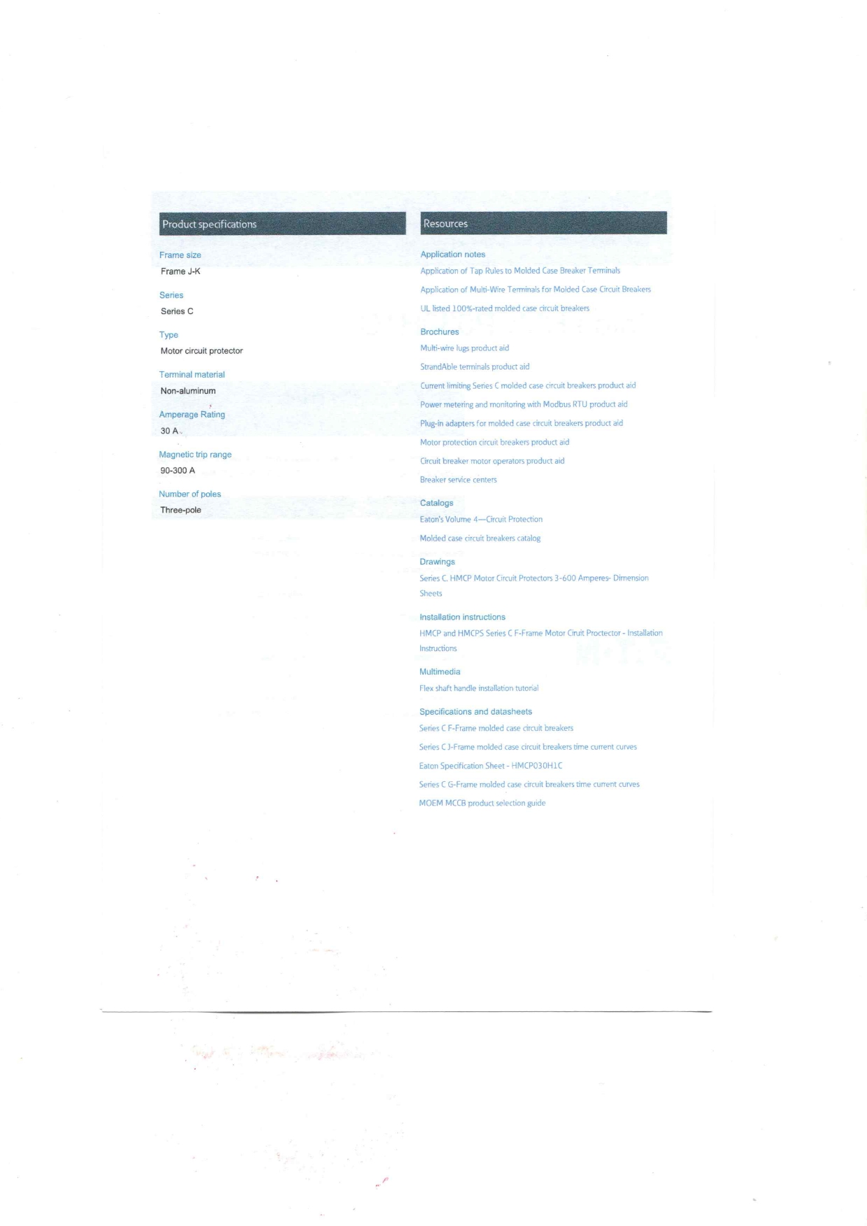 Eaton HMCP030H1C Datasheet