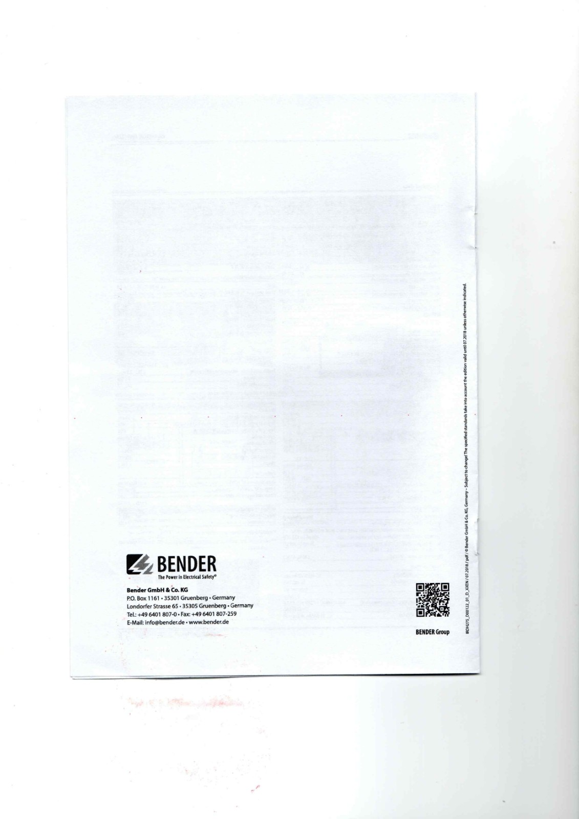 Bender IRDH275 Data Sheet