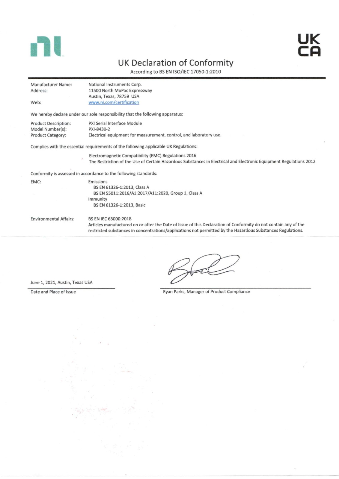 National Instruments PXI-8430-2 Datasheet