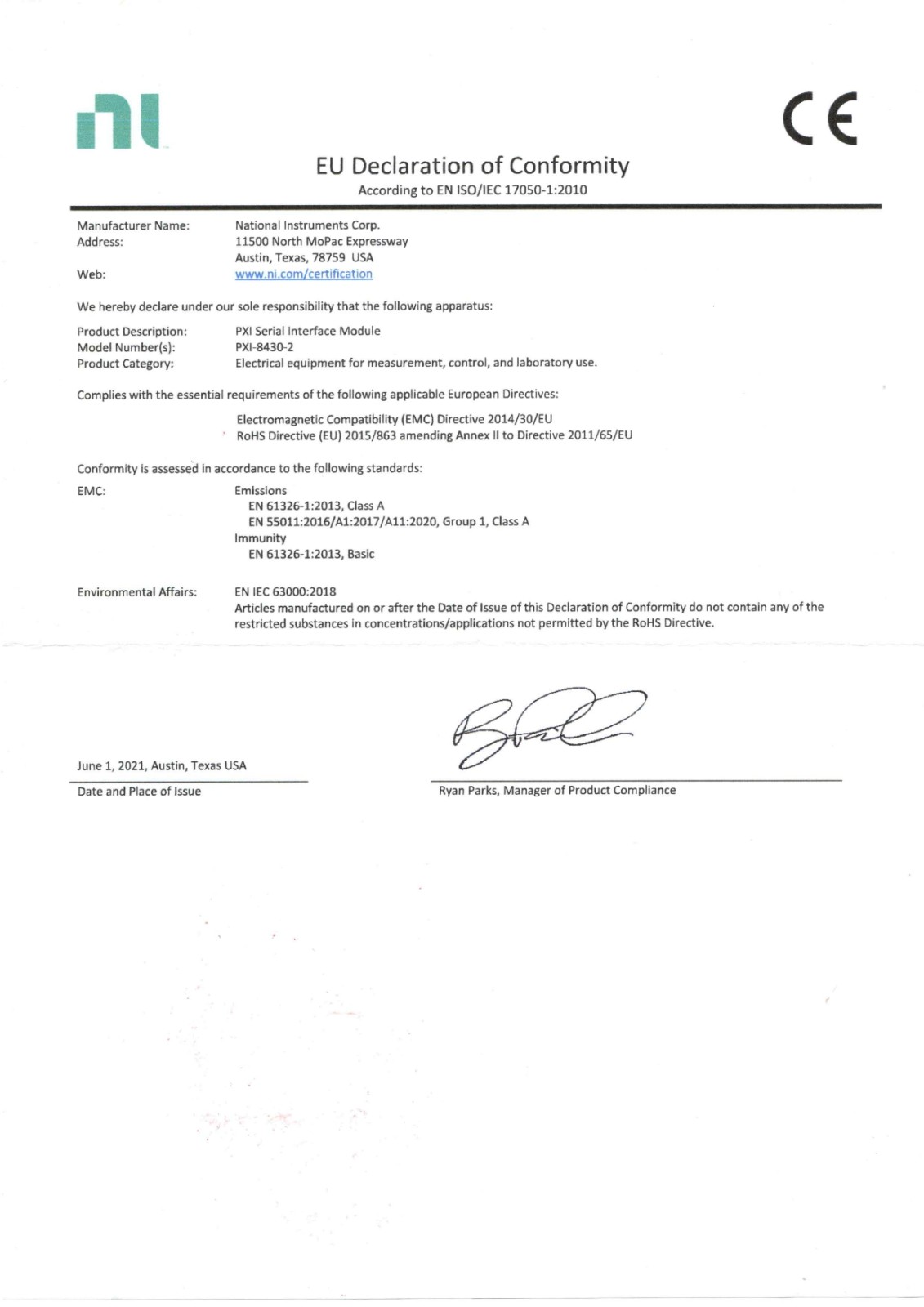 National Instruments PXI-8430-2 Datasheet