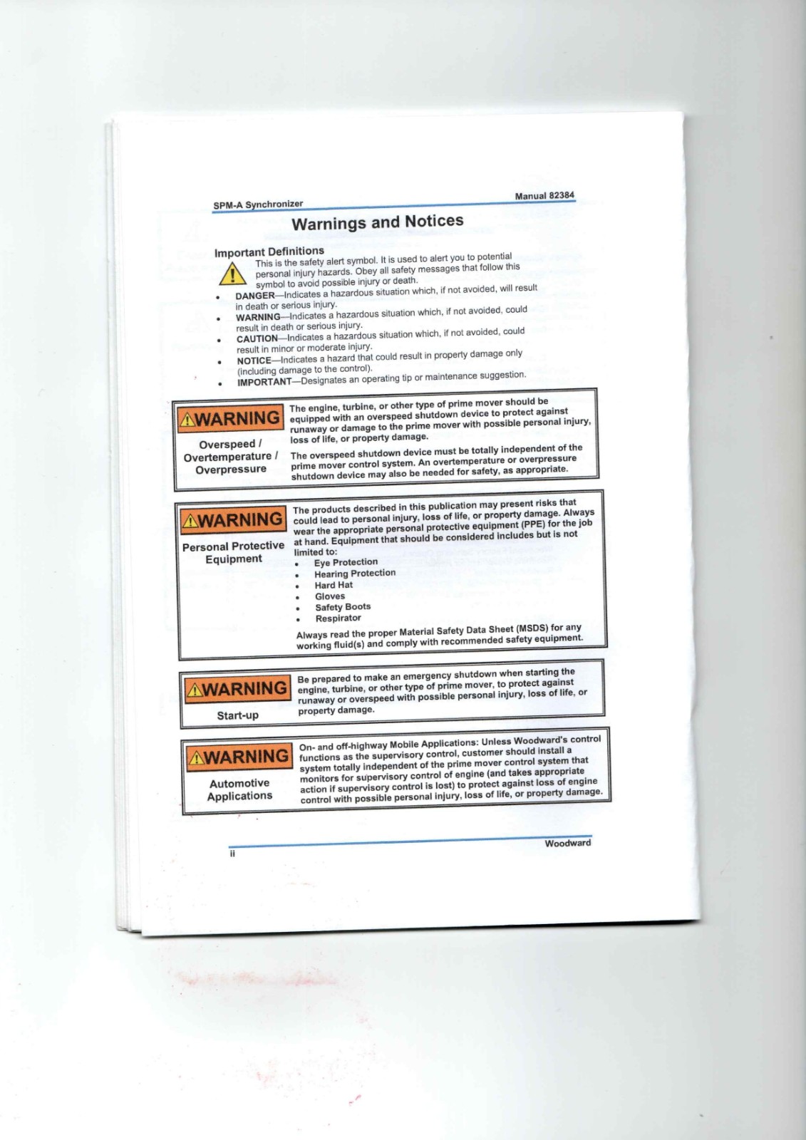 Woodward SPM-A 82384 Datasheet