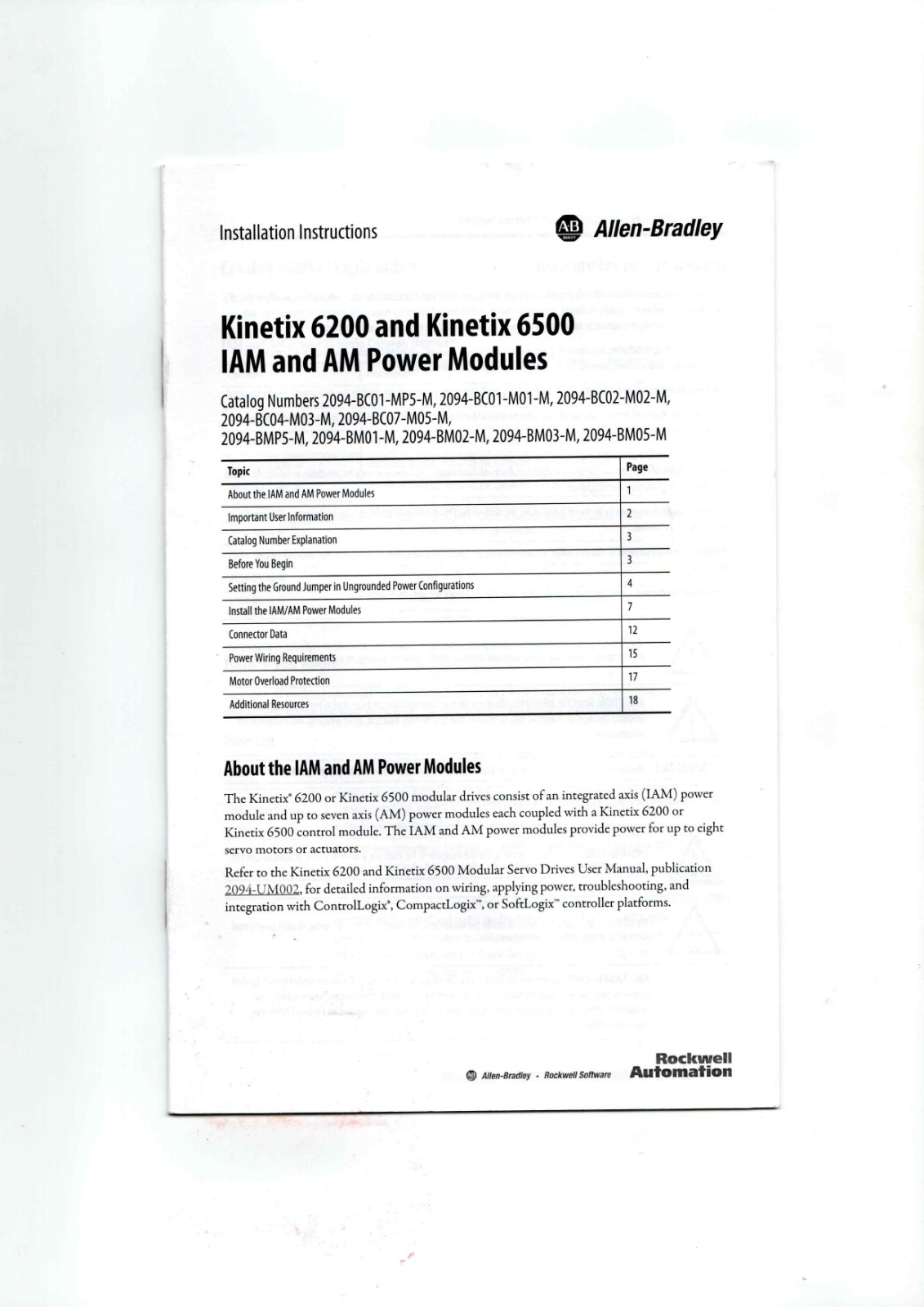 Allen-Bradley 2094-BC01-MP5-M, 2094-BC01-M01-M, 2094-BC02-M02-M, 2094-BC04-M03-M, 2094-BC07-M05-M, 2094-BMP5-M,