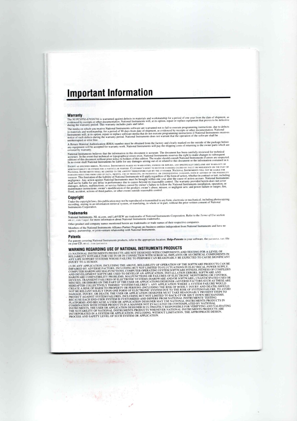 National Instruments PCI-6703,PCI-6704,PXI-6703,PXI-6704