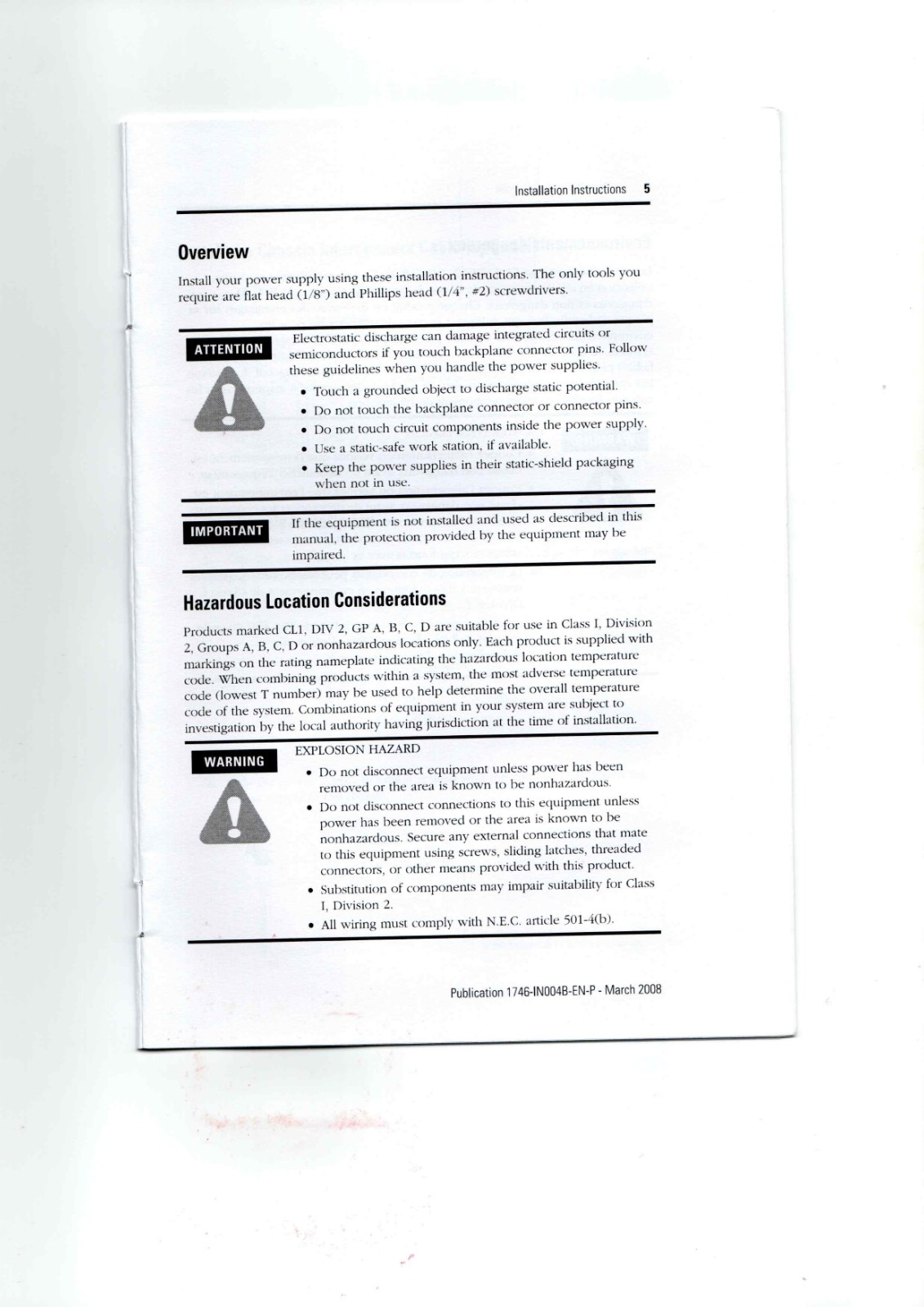 Allen-Bradley 1746-P1, 1746-P2, 1746-P3 Data Sheet