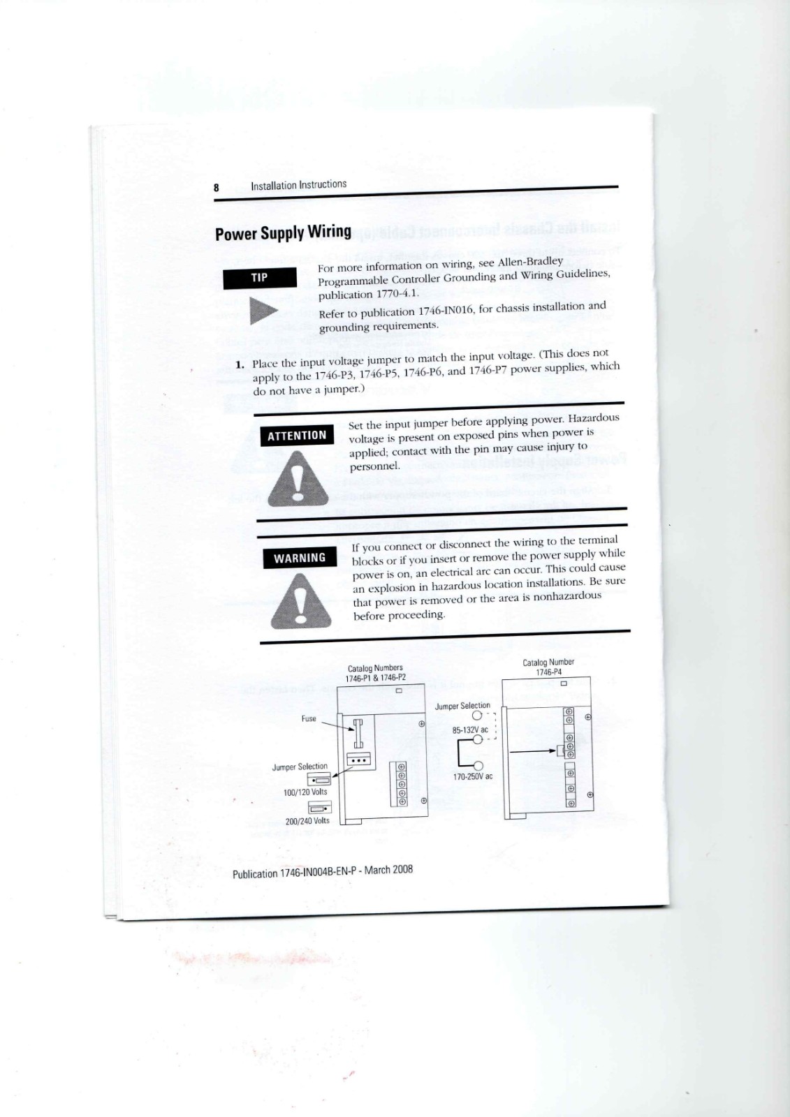 Allen-Bradley 1746-P1, 1746-P2, 1746-P3 Data Sheet