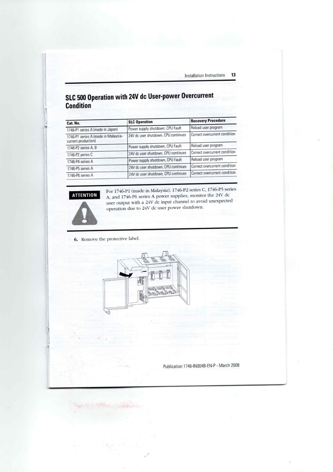 Allen-Bradley 1746-P1, 1746-P2, 1746-P3 Data Sheet