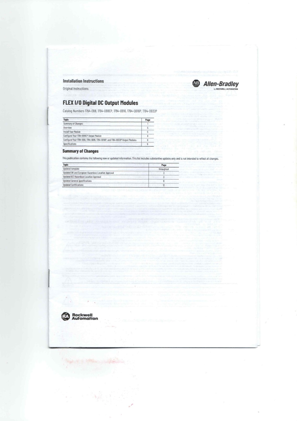 A-B 1794-OB8, 1794-OB8EP, 1794-OB16, 1794-OB16P, 1794-OB32P Datasheet