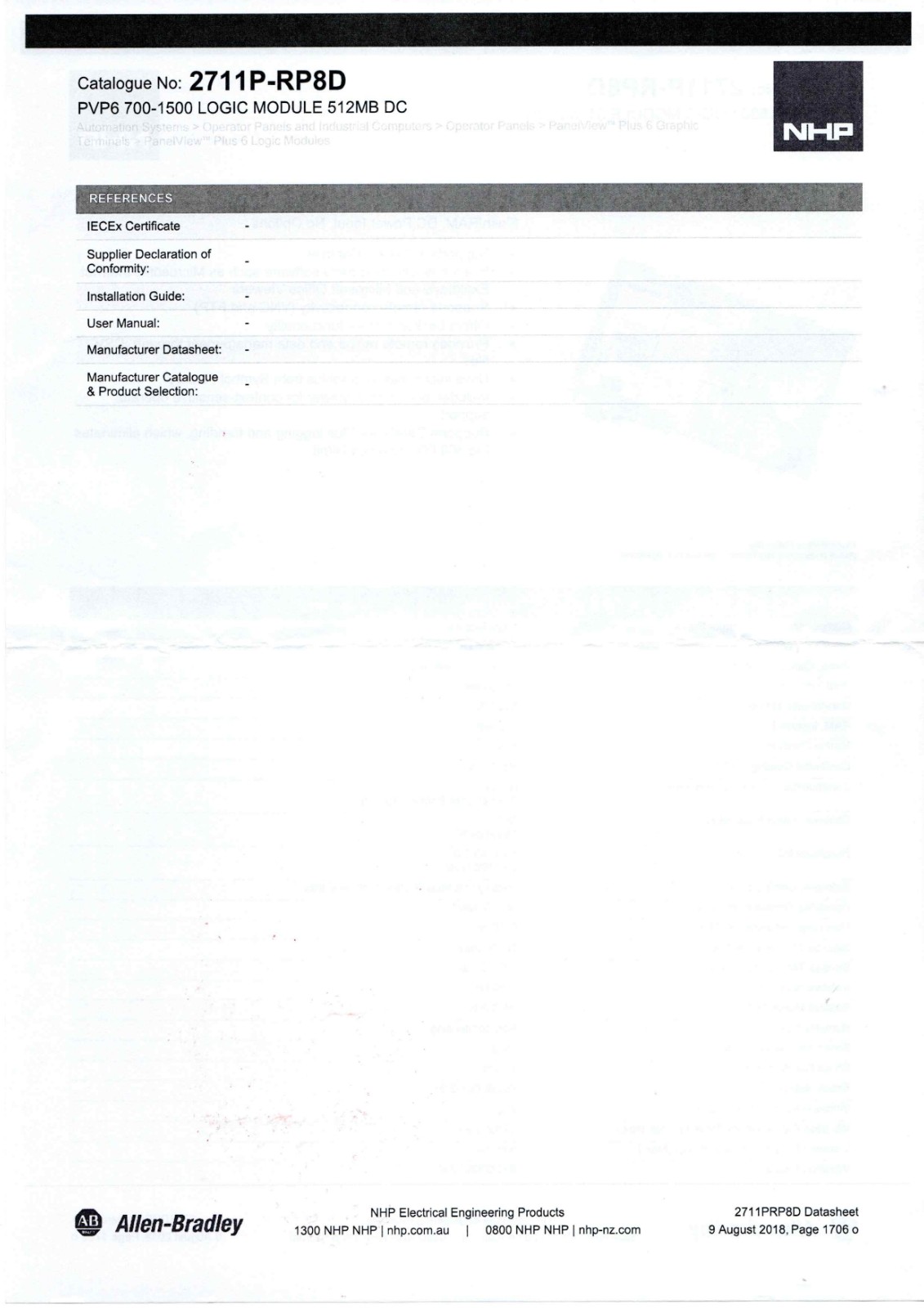 A-B 2711P-RP8D Datasheet