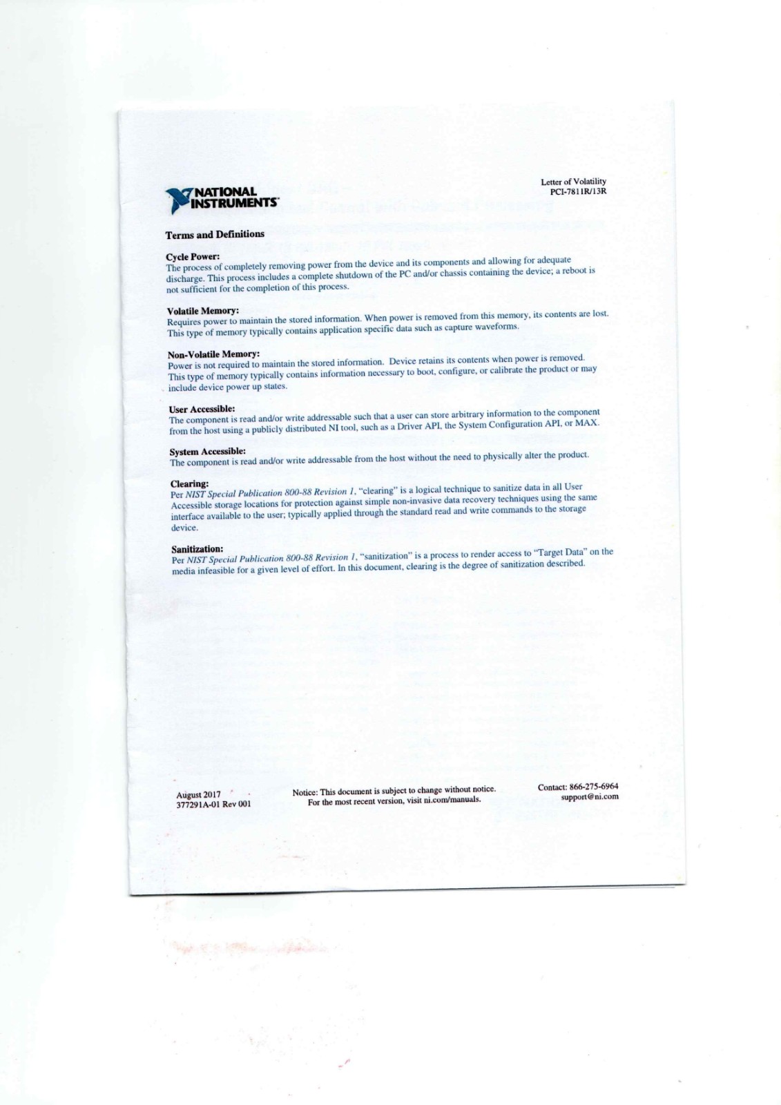 NI PCI-7811R, PCI-7813R Datasheet