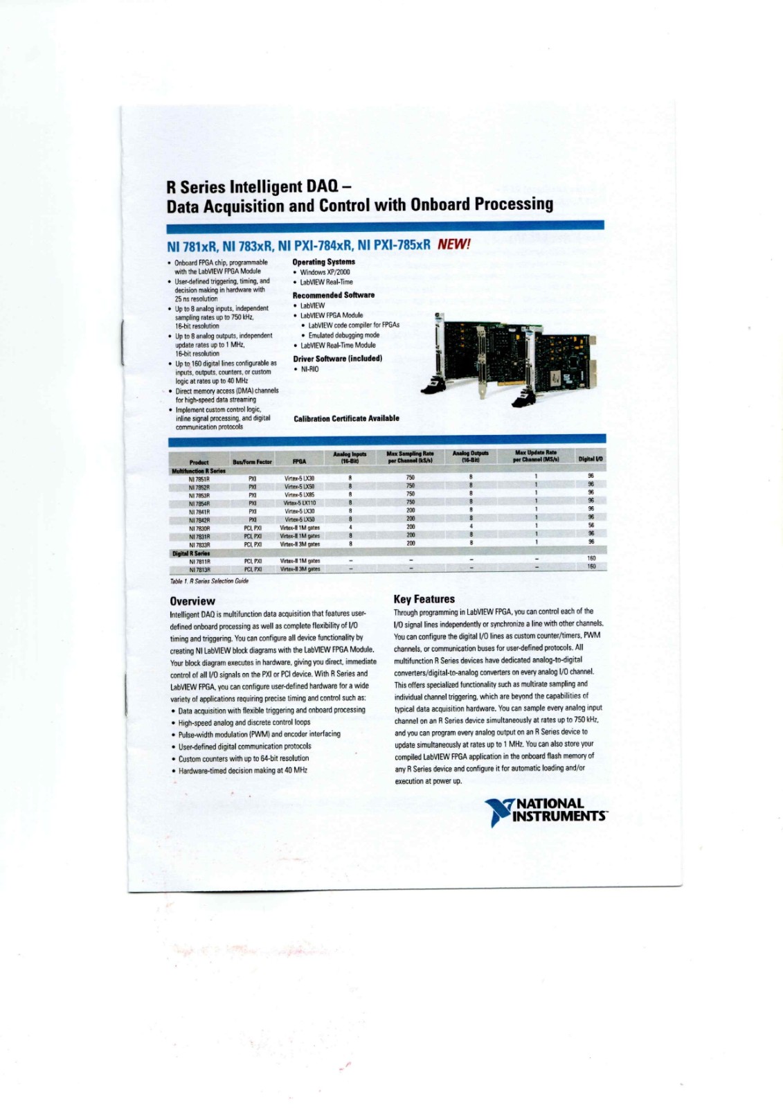 NI PCI-7811R, PCI-7813R Datasheet