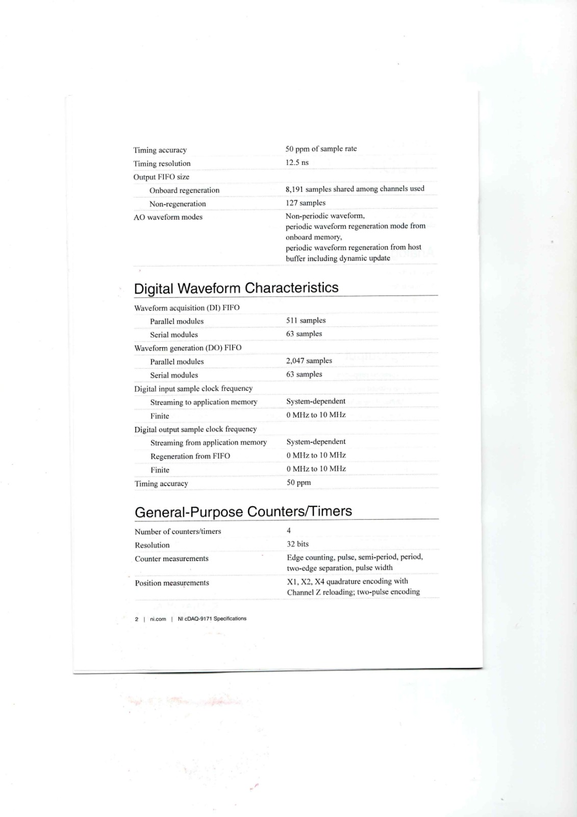 NI cDAQ-9171 Datasheet