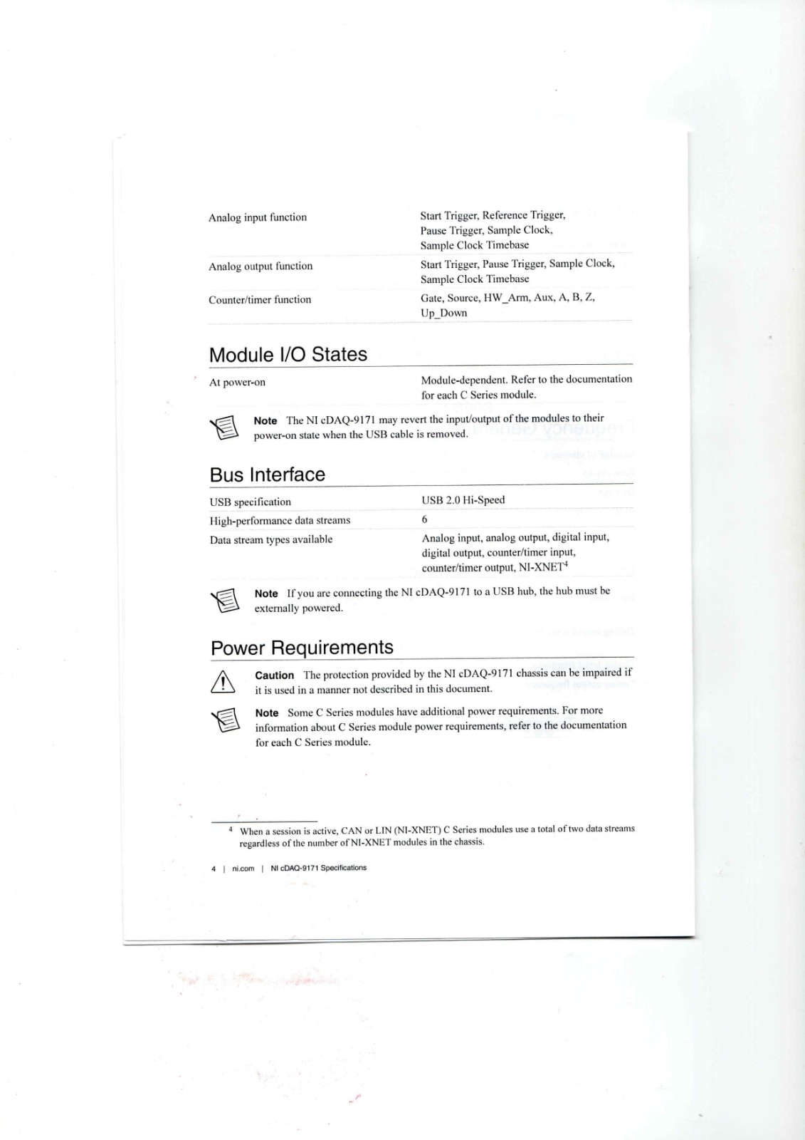 NI cDAQ-9171 Datasheet