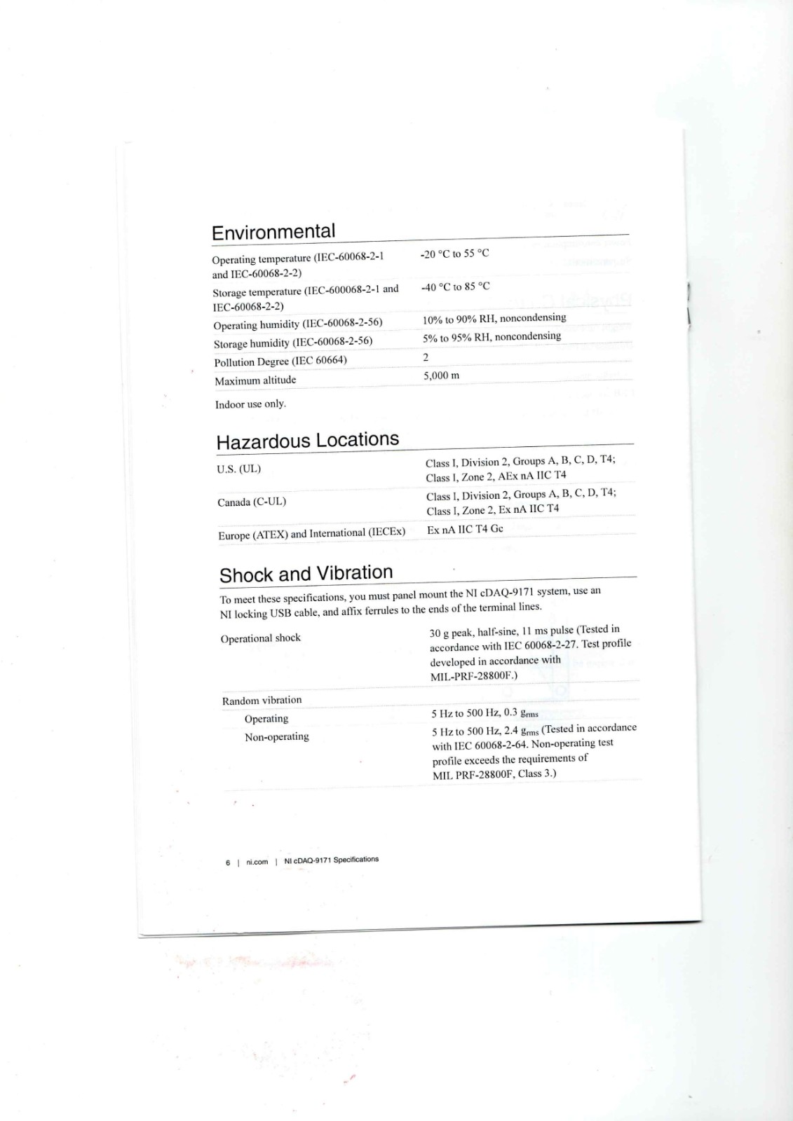 NI cDAQ-9171 Datasheet