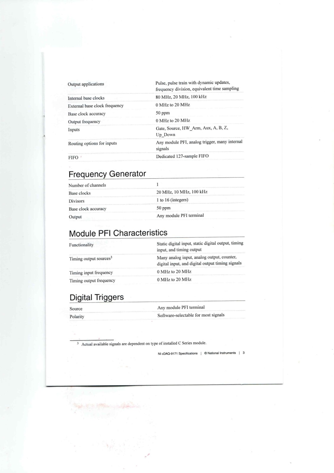 NI cDAQ-9171 Datasheet