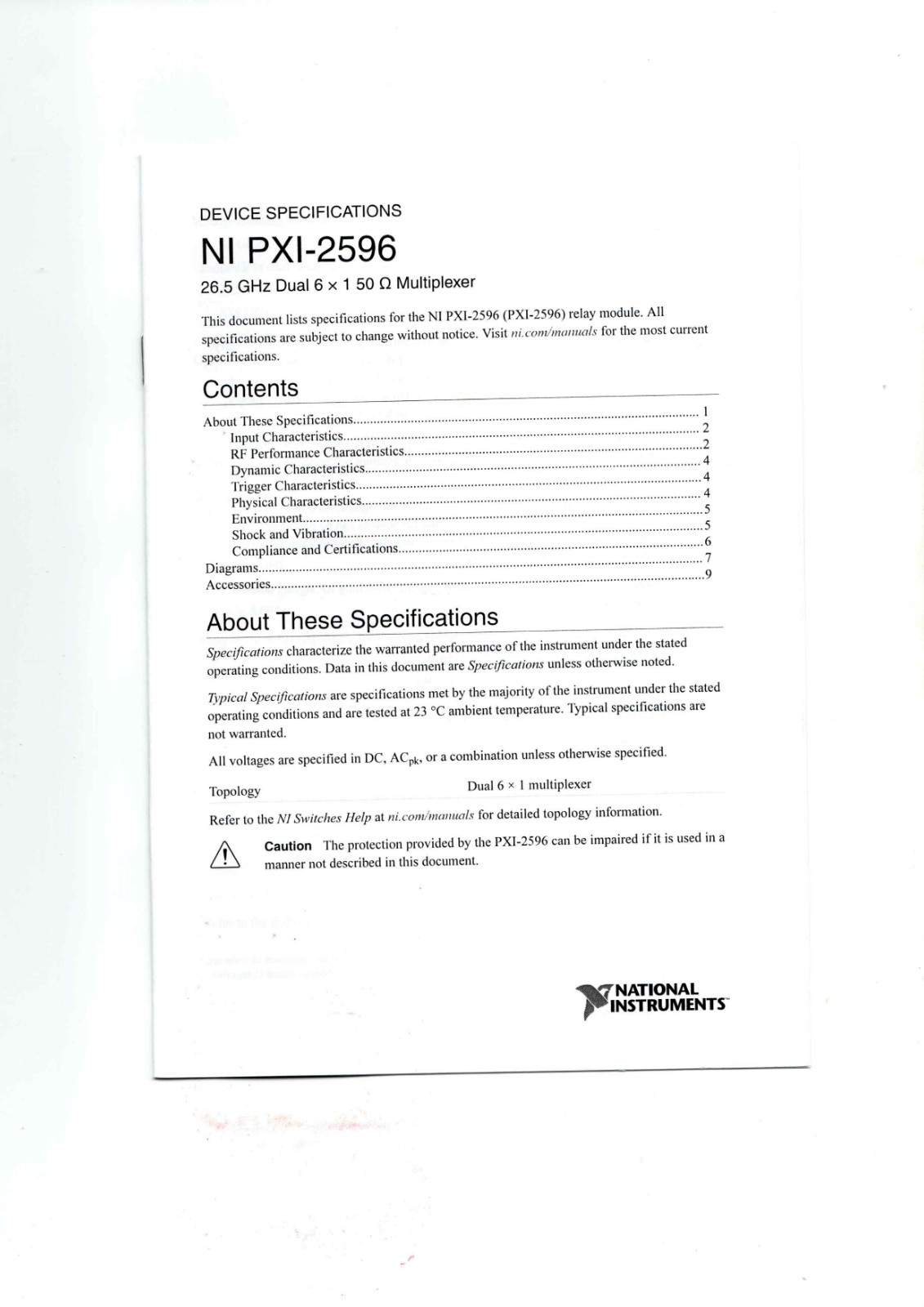 NI PXI-2596 Datasheet