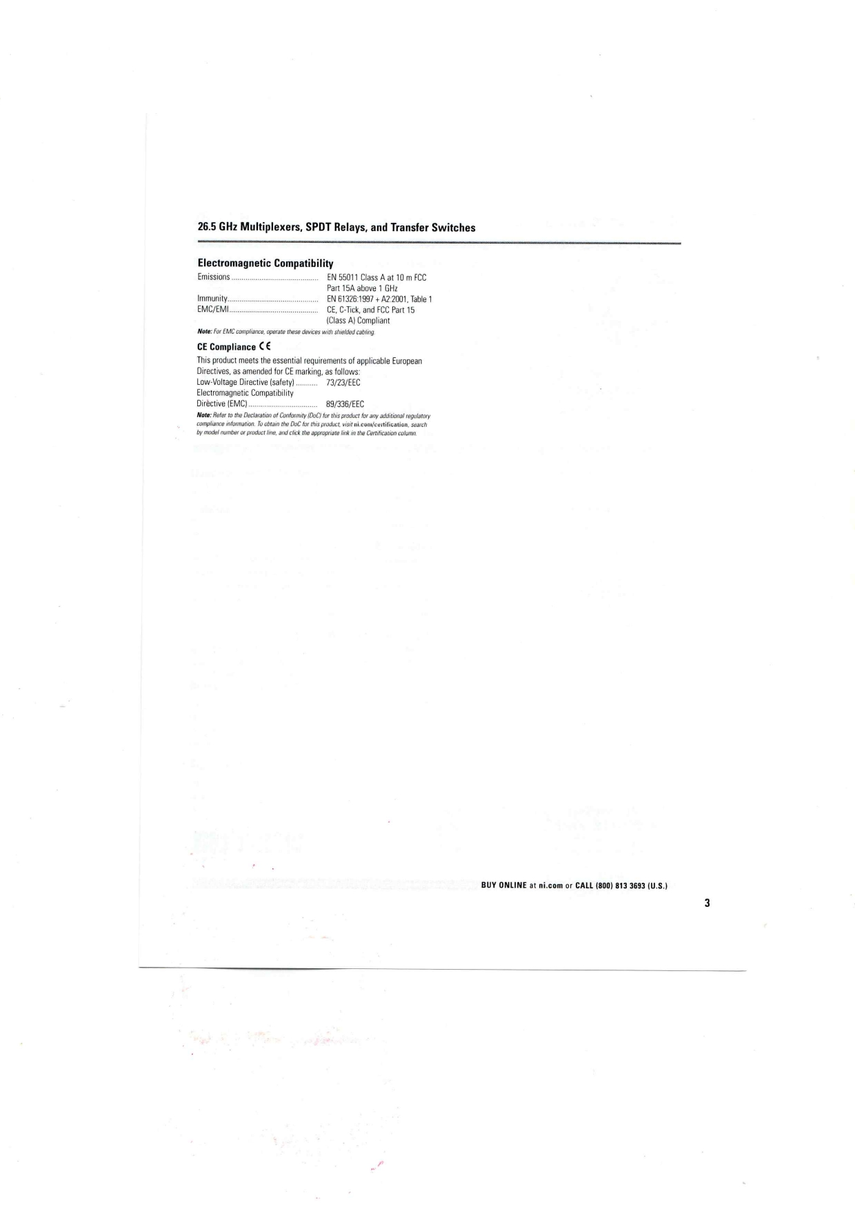 NI PXI-2596, PXI-2597, PXI-2598, and PXI-2599 Datasheet