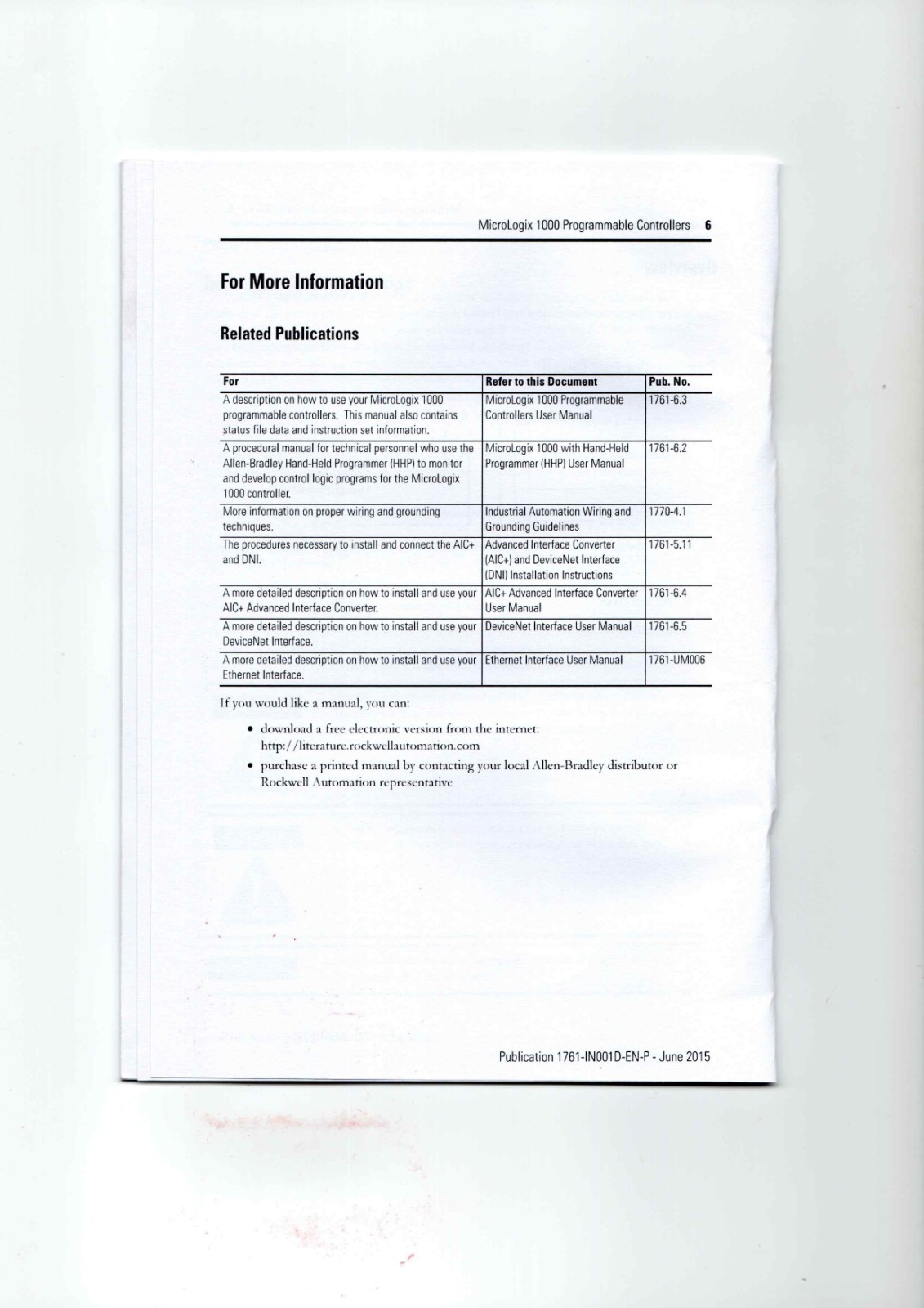 A-B 1761-L10BWA,-L10BWB,-L10BXB, Data Sheet