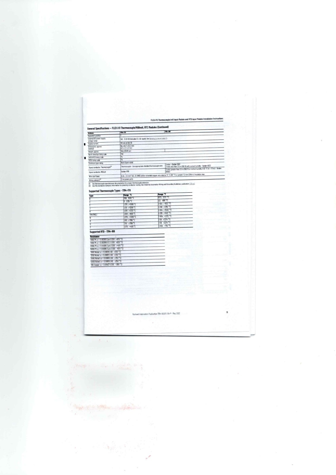 A-B 1794-IT8, 1794-IR8 Data Sheet