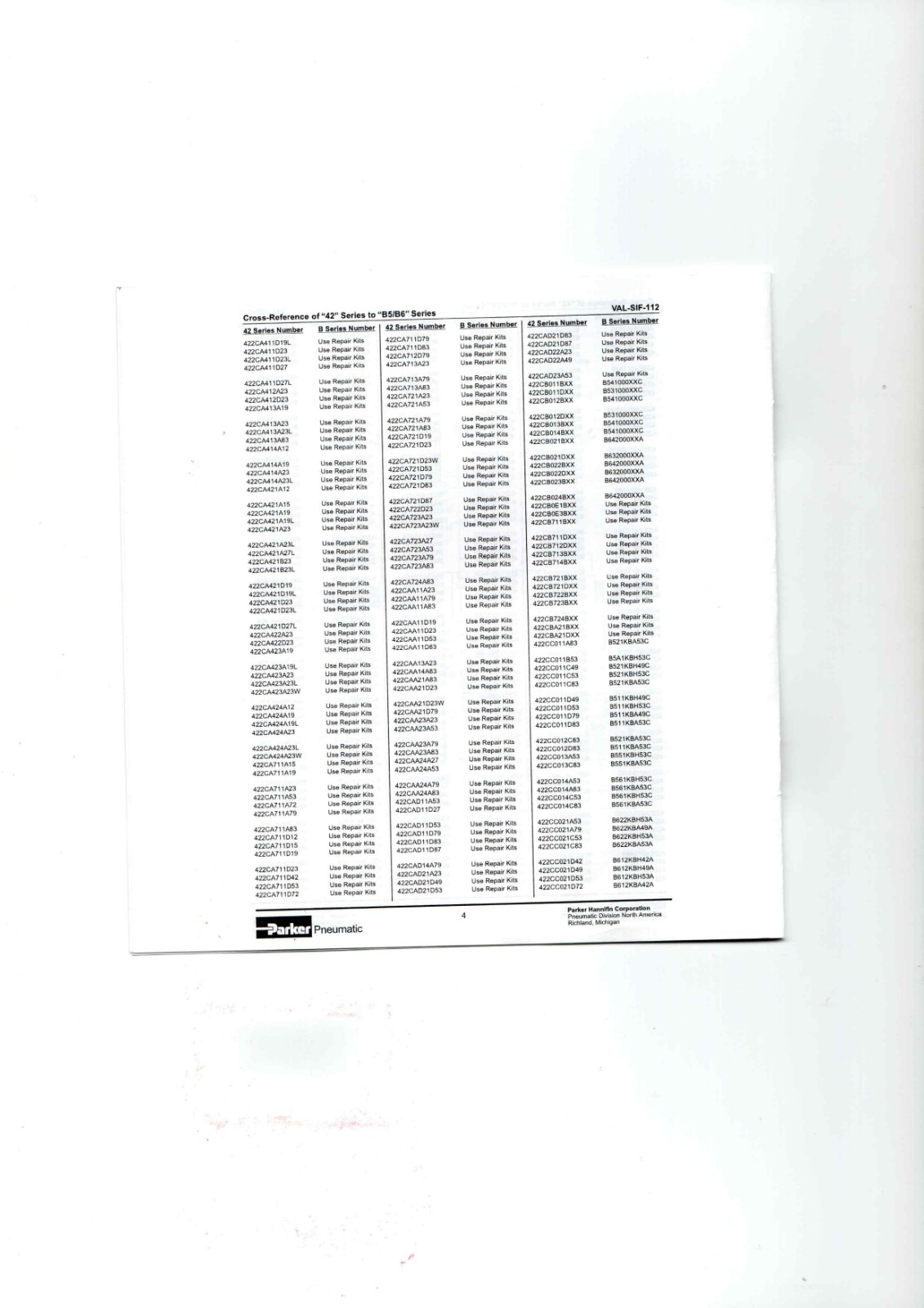 Parker VAL-SIF-112 Datasheet