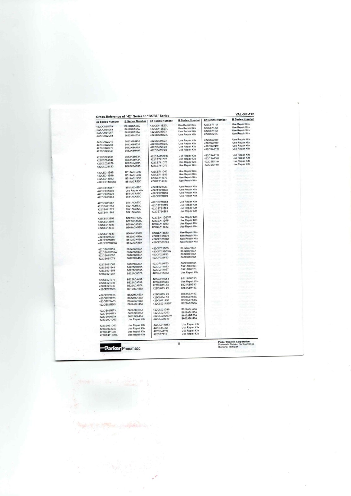 Parker VAL-SIF-112 Datasheet