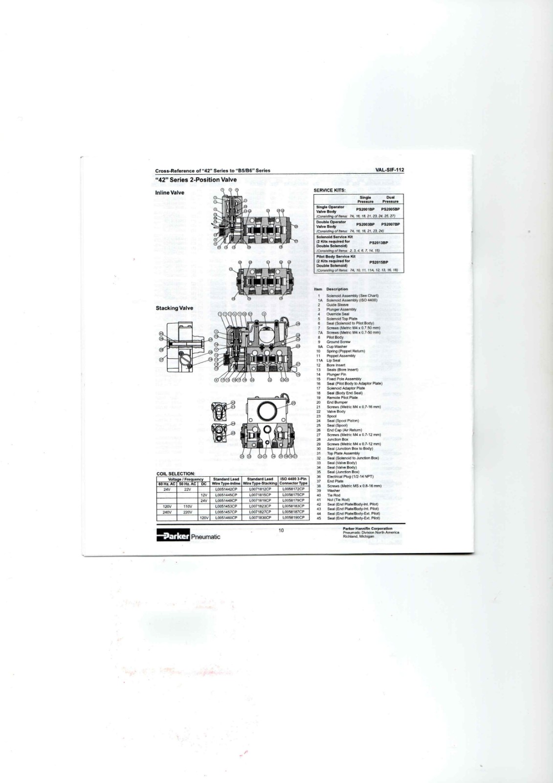Parker VAL-SIF-112 Datasheet