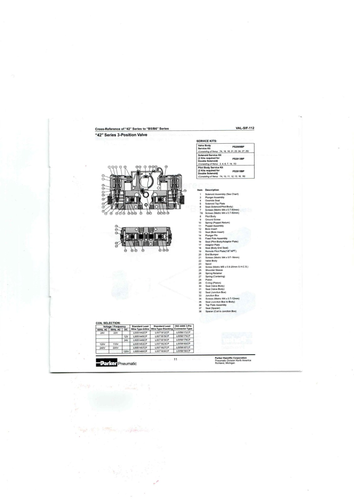 Parker VAL-SIF-112 Datasheet