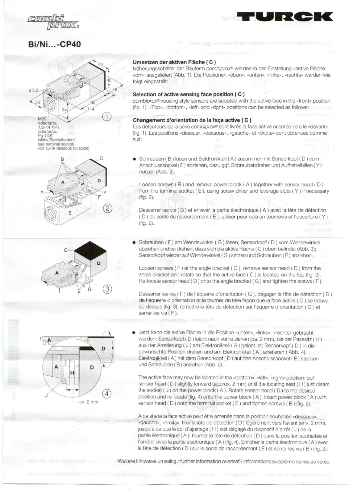 TURCK BI15U-CP40-FDZ30X2 Datasheet