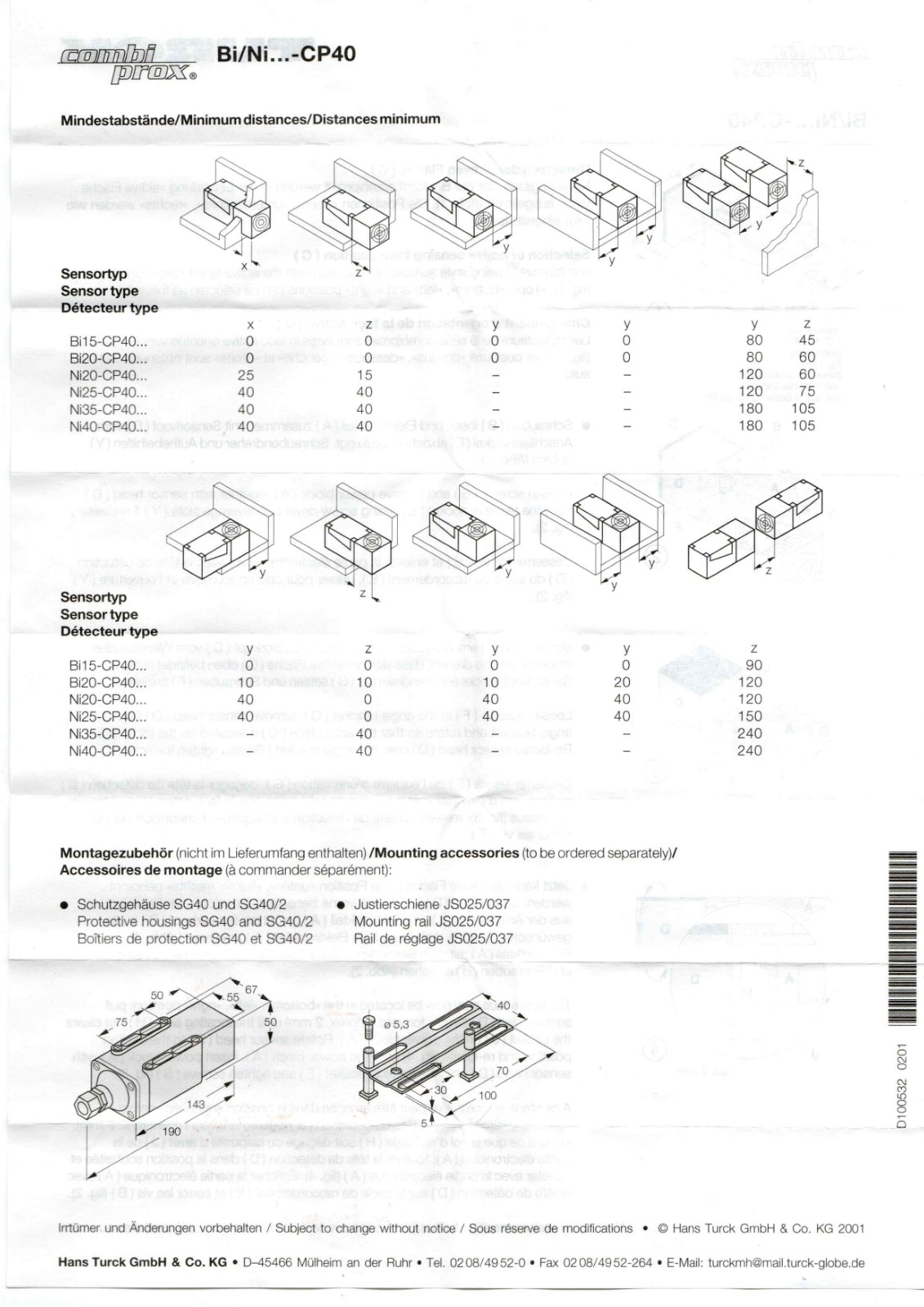 TURCK BI15U-CP40-FDZ30X2 Datasheet